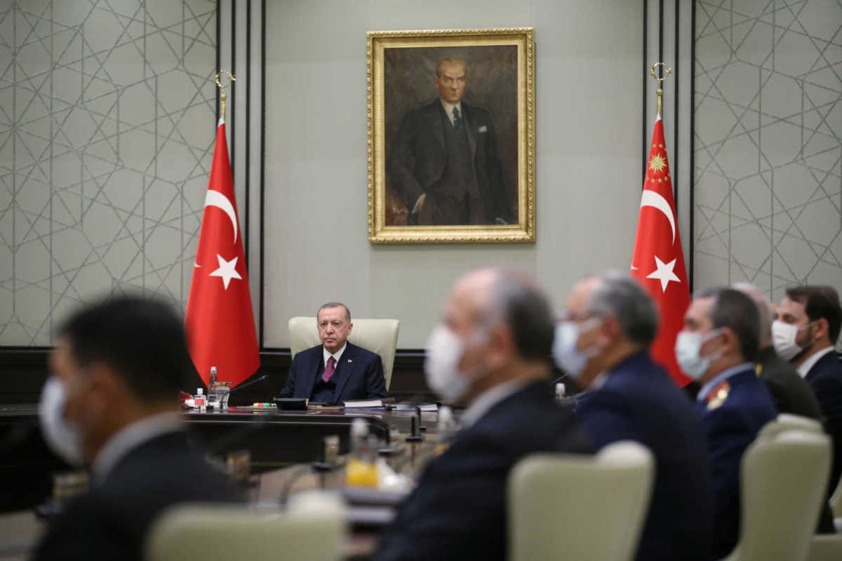 Turkish President Tayyip Erdogan chairs a meeting of the National Security Council in Ankara, Turkey September 24, 2020. Presidential Press Office