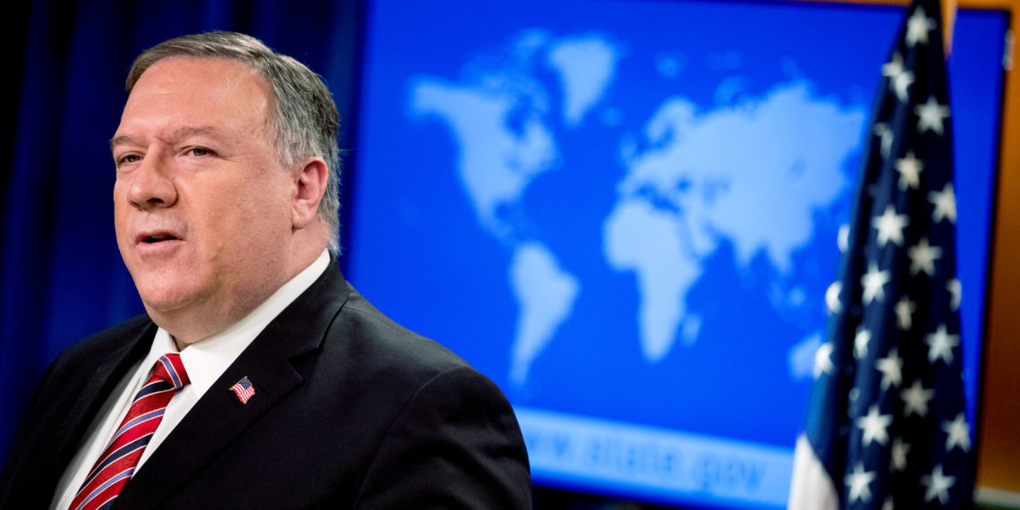 U.S. Secretary of State Mike Pompeo speaks at a news conference at the State Department, in Washington, U.S., April 29, 2020. Andrew Harnik