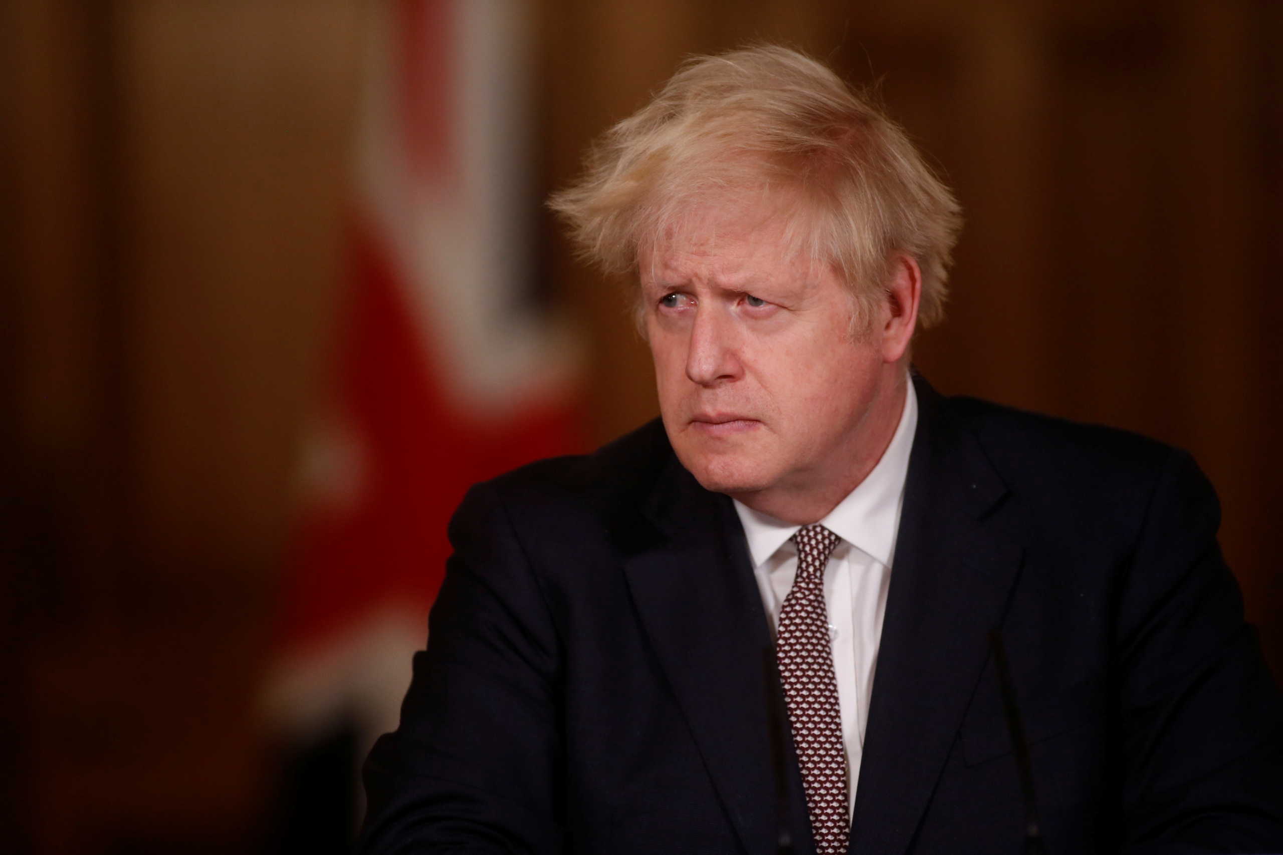 Britain's Prime Minister Boris Johnson attends a news conference on the ongoing situation with the coronavirus disease (COVID-19), at Downing Street, in London, Britain November 26, 2020.  Jamie Lorriman