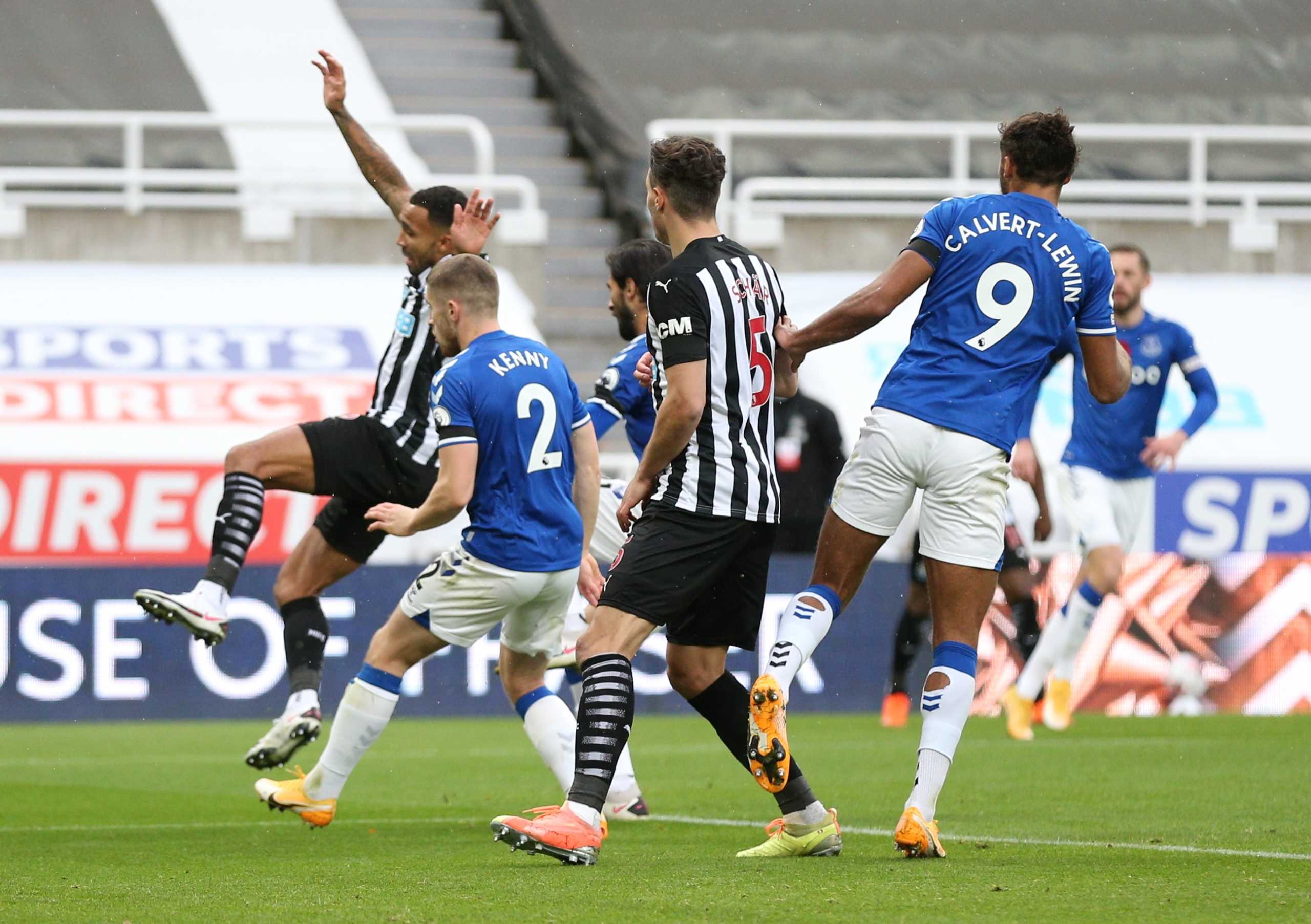 Soccer Football - Premier League - Newcastle United v Everton - St James' Park, Newcastle, Britain - November 1, 2020  Newcastle United's Callum Wilson is fouled and later awarded a penalty Pool via REUTERS