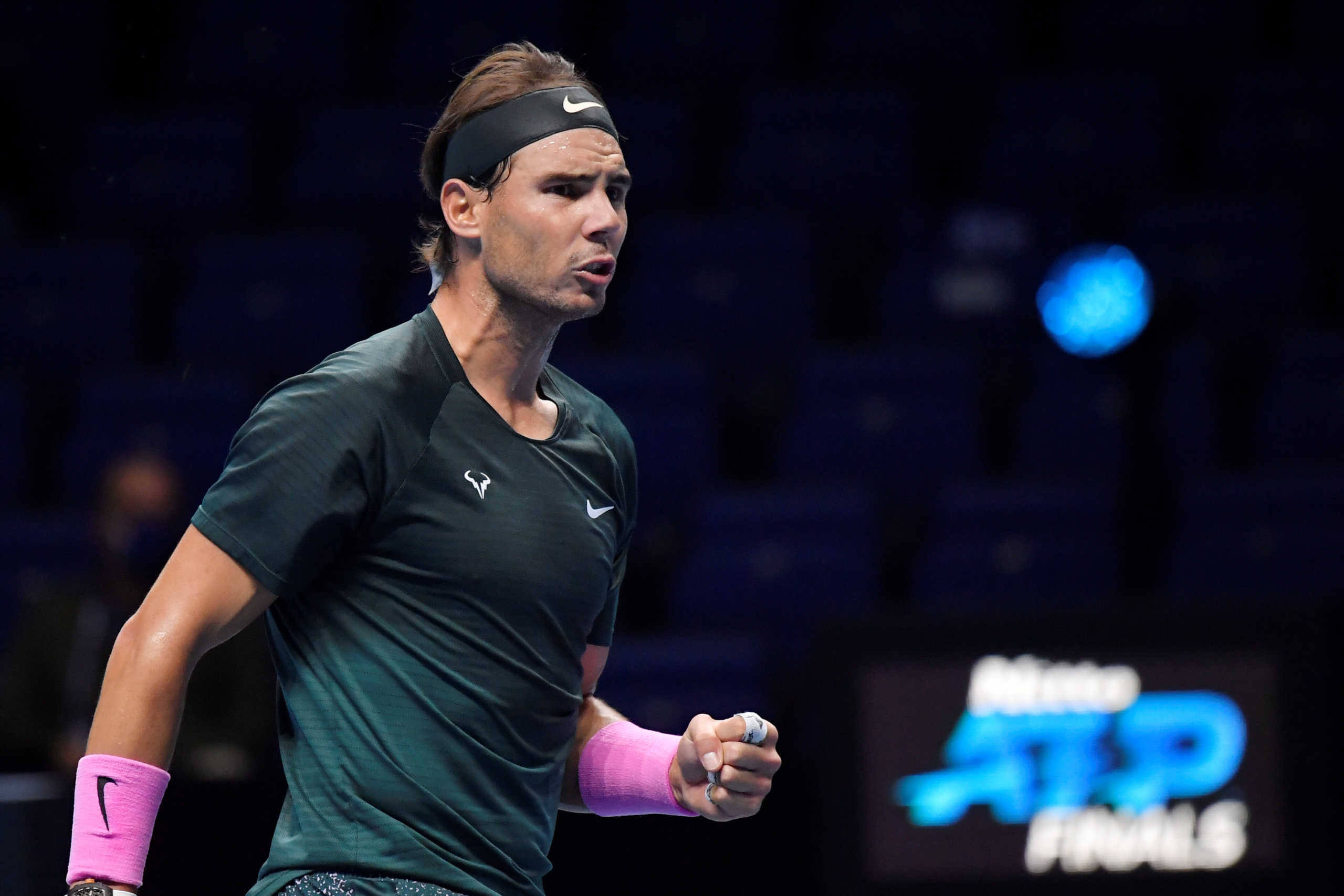 Tennis - ATP Finals - The O2, London, Britain - November 19, 2020  Spain's Rafael Nadal reacts during his group stage match against Greece's Stefanos Tsitsipas  REUTERS