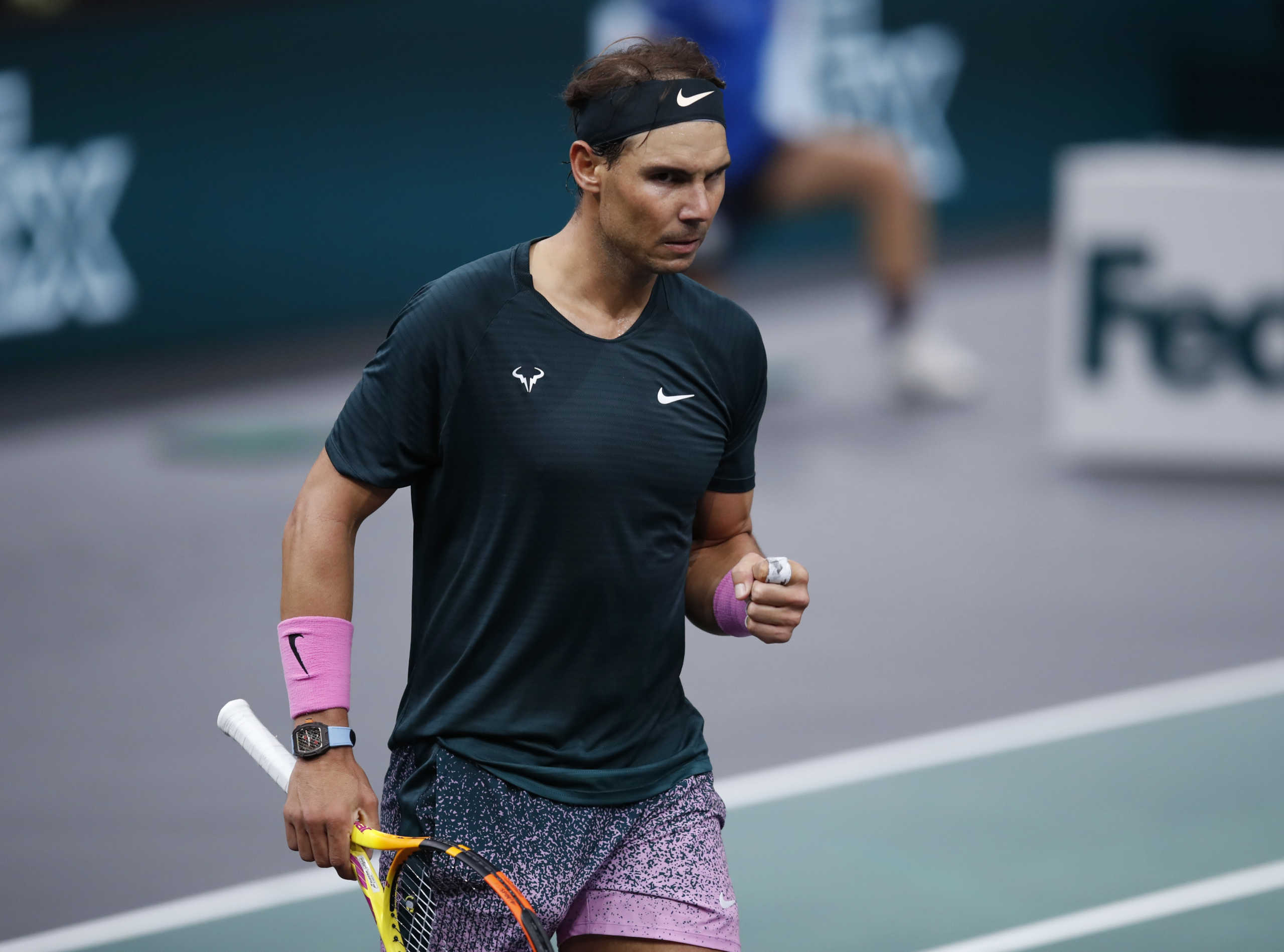 Tennis - ATP Masters 1000 - Paris Masters - AccorHotels Arena, Paris, France - November 4, 2020  Spain’s Rafael Nadal celebrates after winning his second round match against Spain’s Feliciano Lopez REUTERS