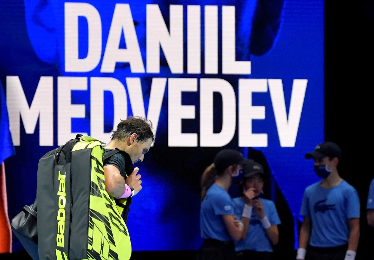 Tennis - ATP Finals - The O2, London, Britain - November 21, 2020   Spain's Rafael Nadal walks off after losing his semi-final match against Russia's Daniil Medvedev  REUTERS
