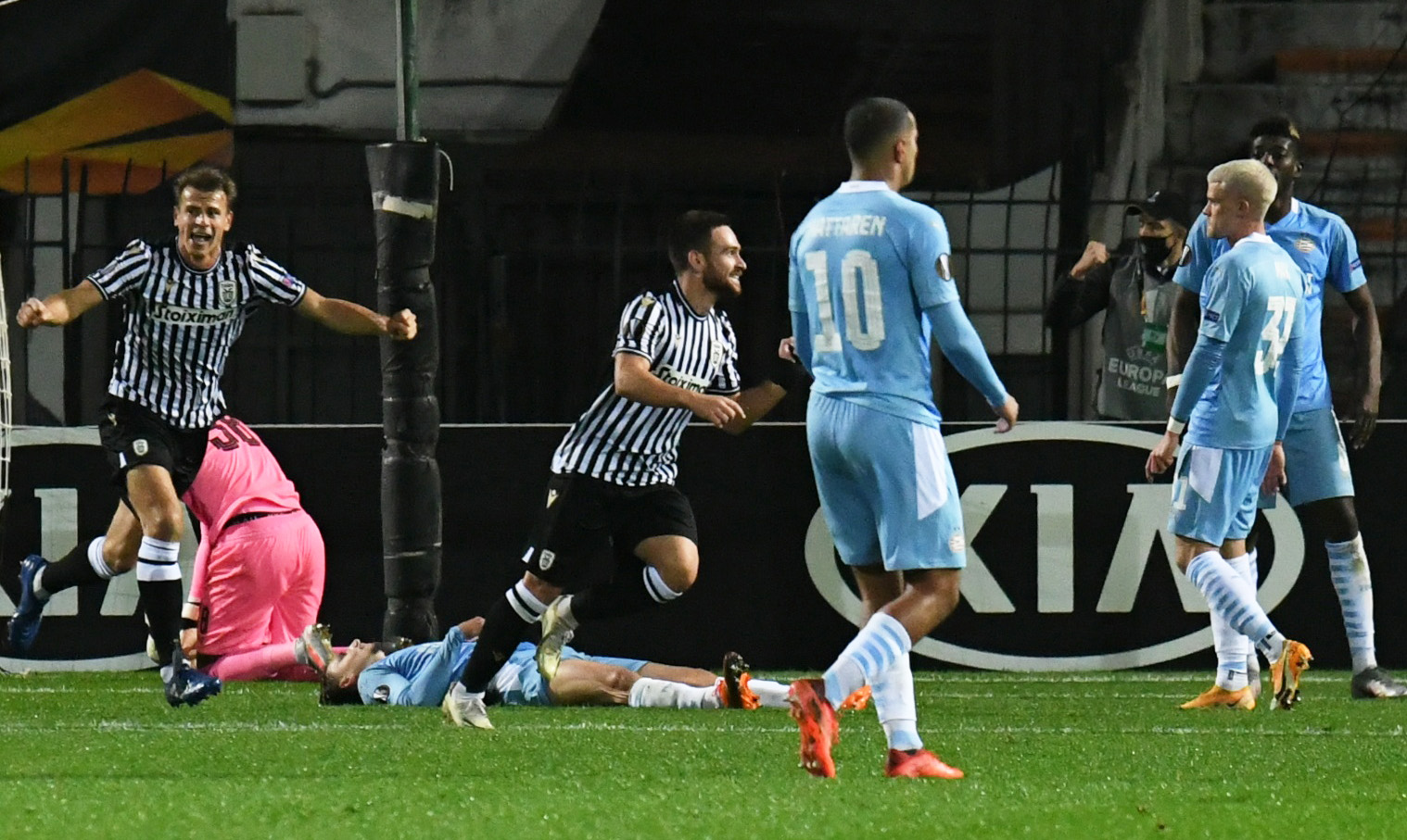 Soccer Football - Europa League - Group E - PAOK v PSV Eindhoven - Toumba Stadium, Thessaloniki, Greece - November 5, 2020 PAOK's Andrija Zivkovic celebrates scoring their second goal REUTERS