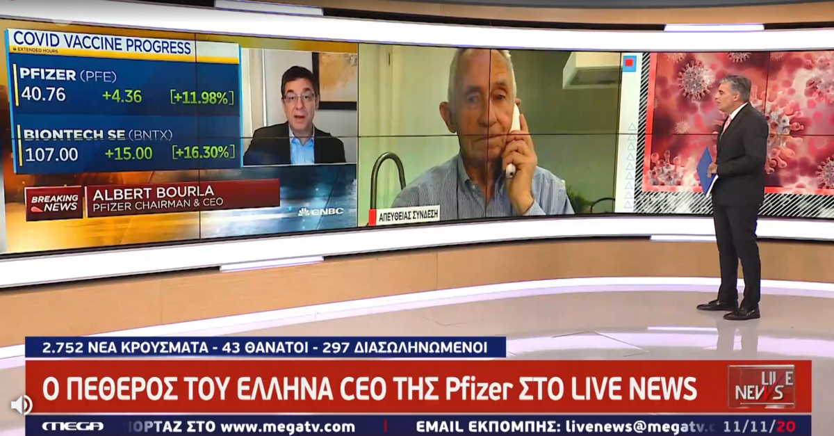 Ο πεθερός του Έλληνα CEO της Pfizer στο Live News: Αμέσως θα κάνω το εμβόλιο του γαμπρού μου (video)