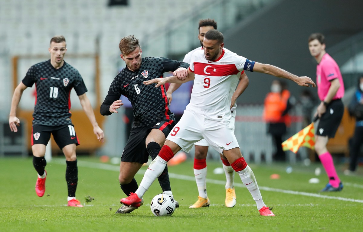 Soccer Football - International Friendly - Turkey v Croatia - Vodafone Park, Istanbul, Turkey - November 11, 2020 Turkey's Cenk Tosun in action with Croatia's Marin Pongracic REUTERS