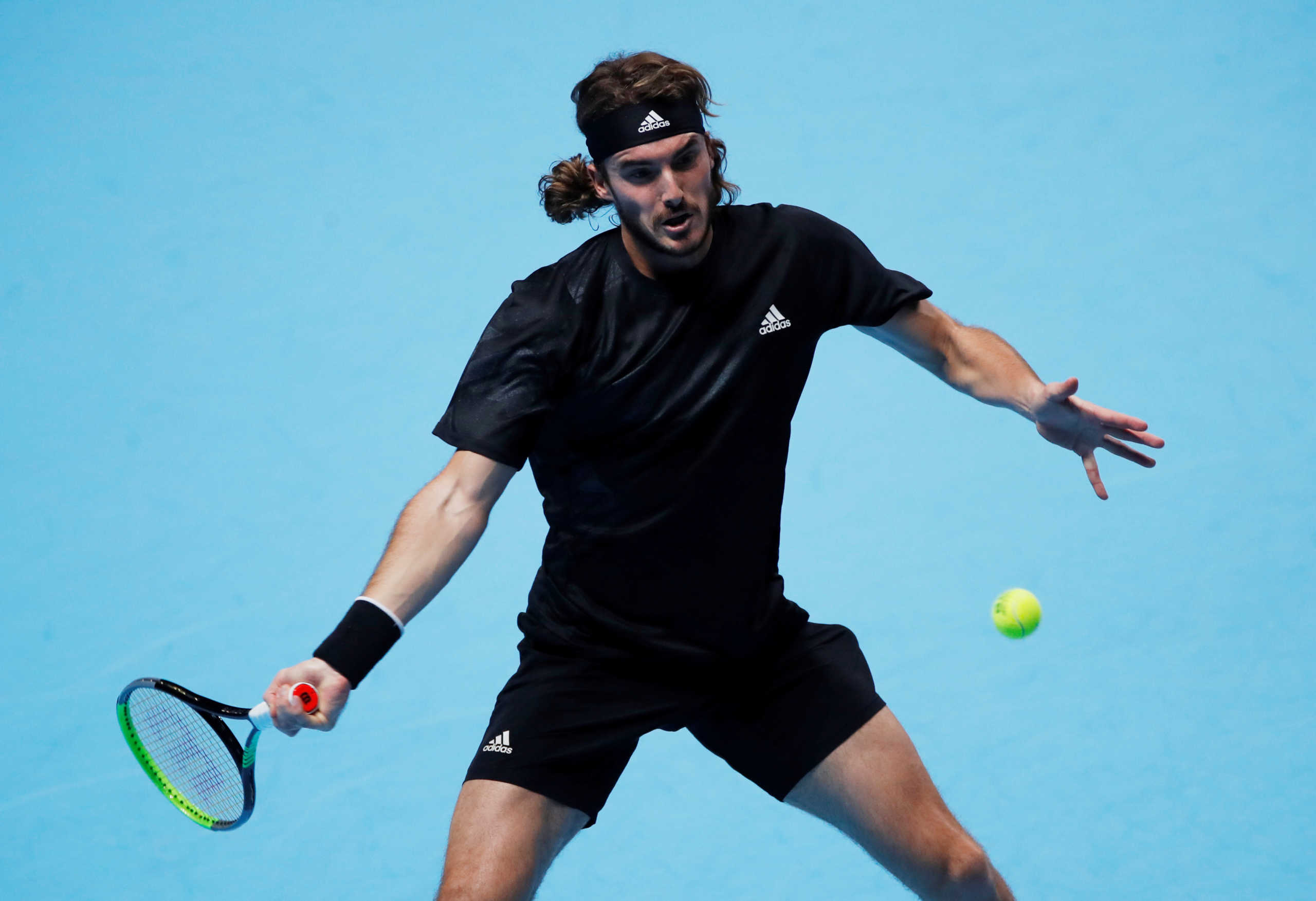 Tennis - ATP Finals - The O2, London, Britain - November 19, 2020  Greece's Stefanos Tsitsipas in action during his group stage match against Spain's Rafael Nadal  Action Images via Reuters