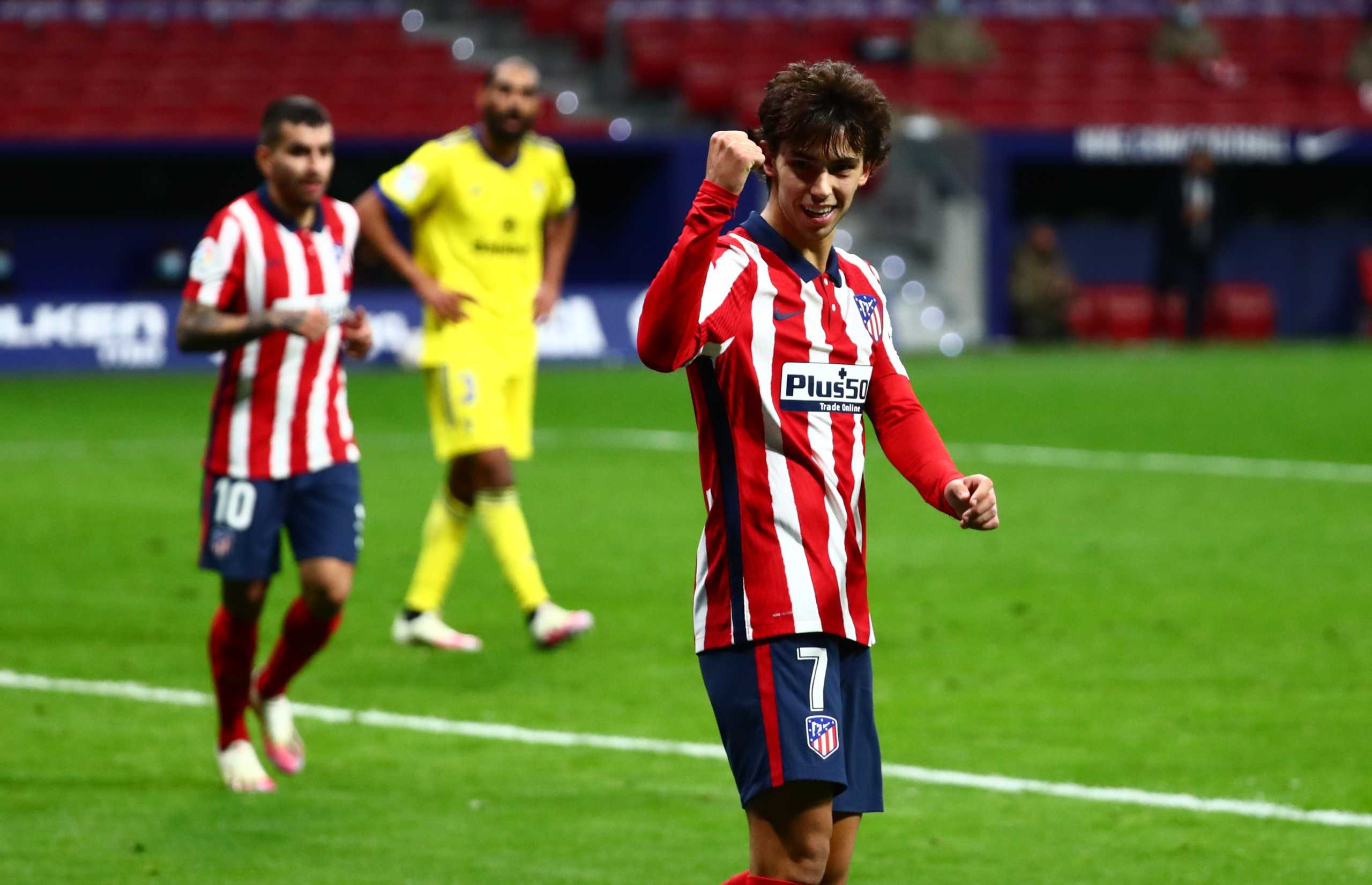 Soccer Football - La Liga Santander - Atletico Madrid v Cadiz - Wanda Metropolitano, Madrid, Spain - November 7, 2020 Atletico Madrid's Joao Felix celebrates scoring their fourth goal REUTERS