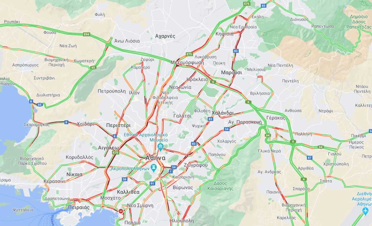 χάρτης κίνηση στους δρόμους