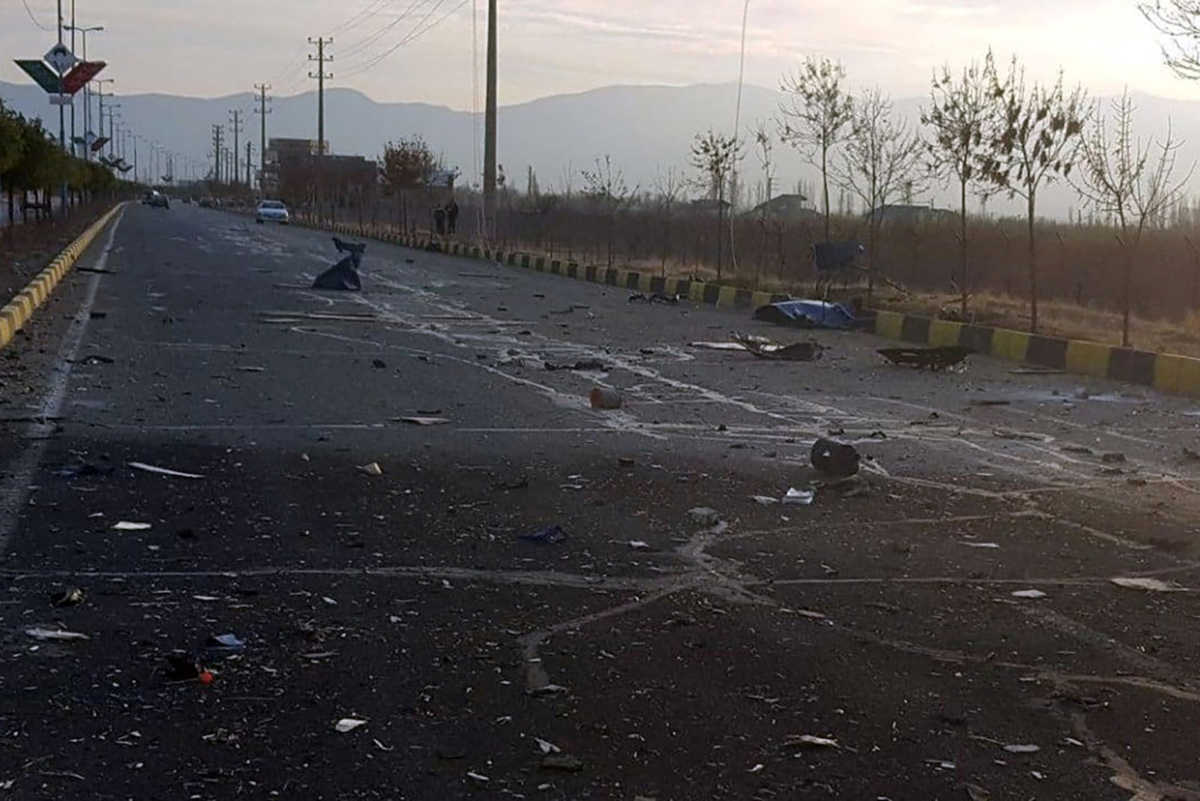 A view shows the site of the attack that killed Prominent Iranian scientist Mohsen Fakhrizadeh, outside Tehran, Iran, November 27, 2020. WANA (West Asia News Agency) via REUTERS ATTENTION EDITORS - THIS IMAGE HAS BEEN SUPPLIED BY A THIRD PARTY.