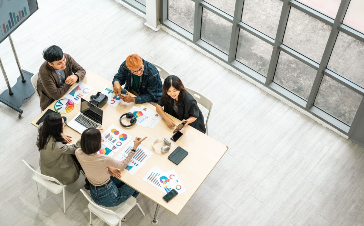 Group Team of businesspeople man and woman Meeting Conference Discussion various topic Corporate Concept in office