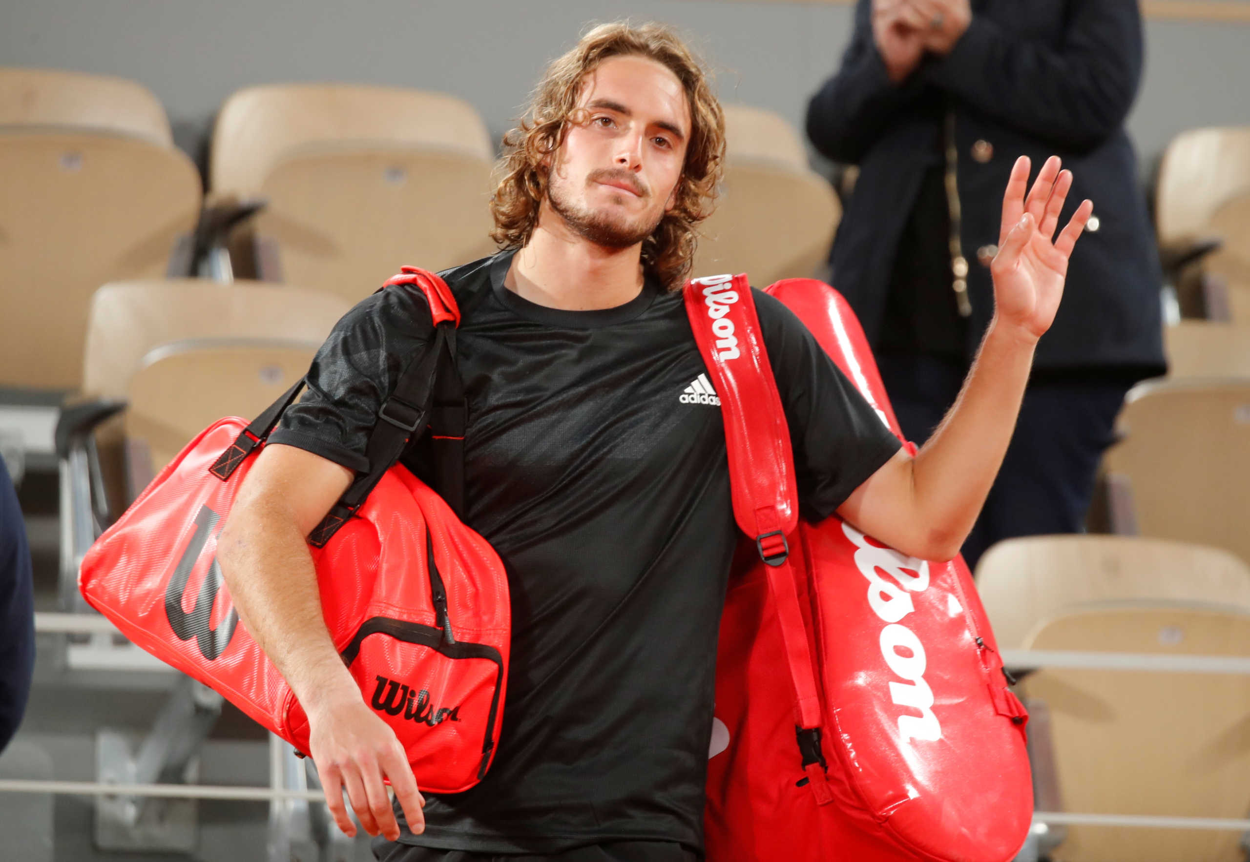 FILE PHOTO: Tennis - French Open - Roland Garros, Paris, France - October 9, 2020 Greece's Stefanos Tsitsipas  after his semi final match against Serbia's Novak Djokovic REUTERS