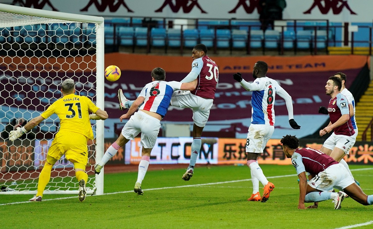 Soccer Football - Premier League - Aston Villa v Crystal Palace - Villa Park, Birmingham, Britain - December 26, 2020 Aston Villa's Kortney Hause scores their second goal Pool via REUTERS