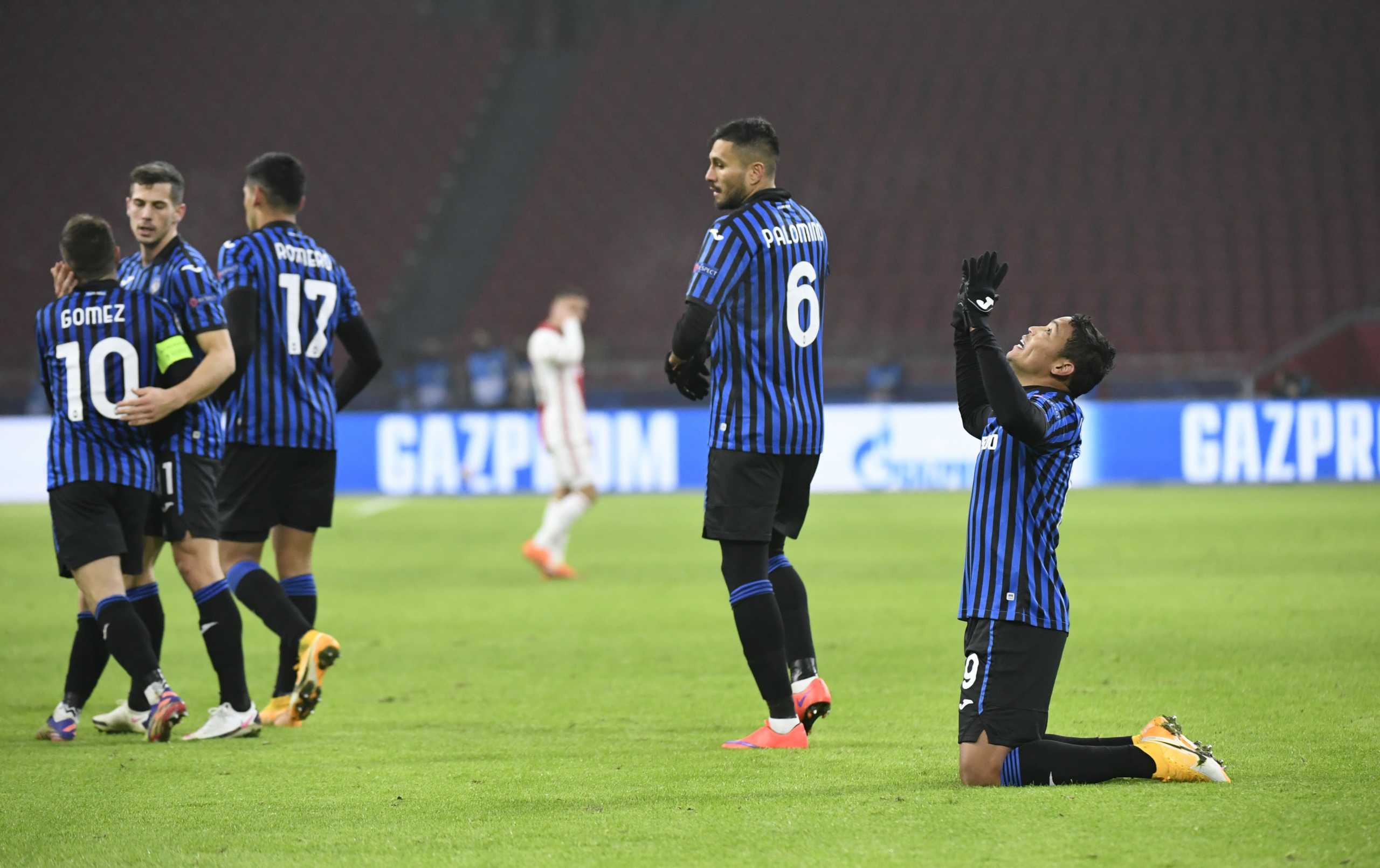 Soccer Football - Champions League - Group D - Ajax Amsterdam v Atalanta - Johan Cruijff Arena, Amsterdam, Netherlands - December 9, 2020  Atalanta's Luis Muriel celebrates scoring their first goal REUTERS