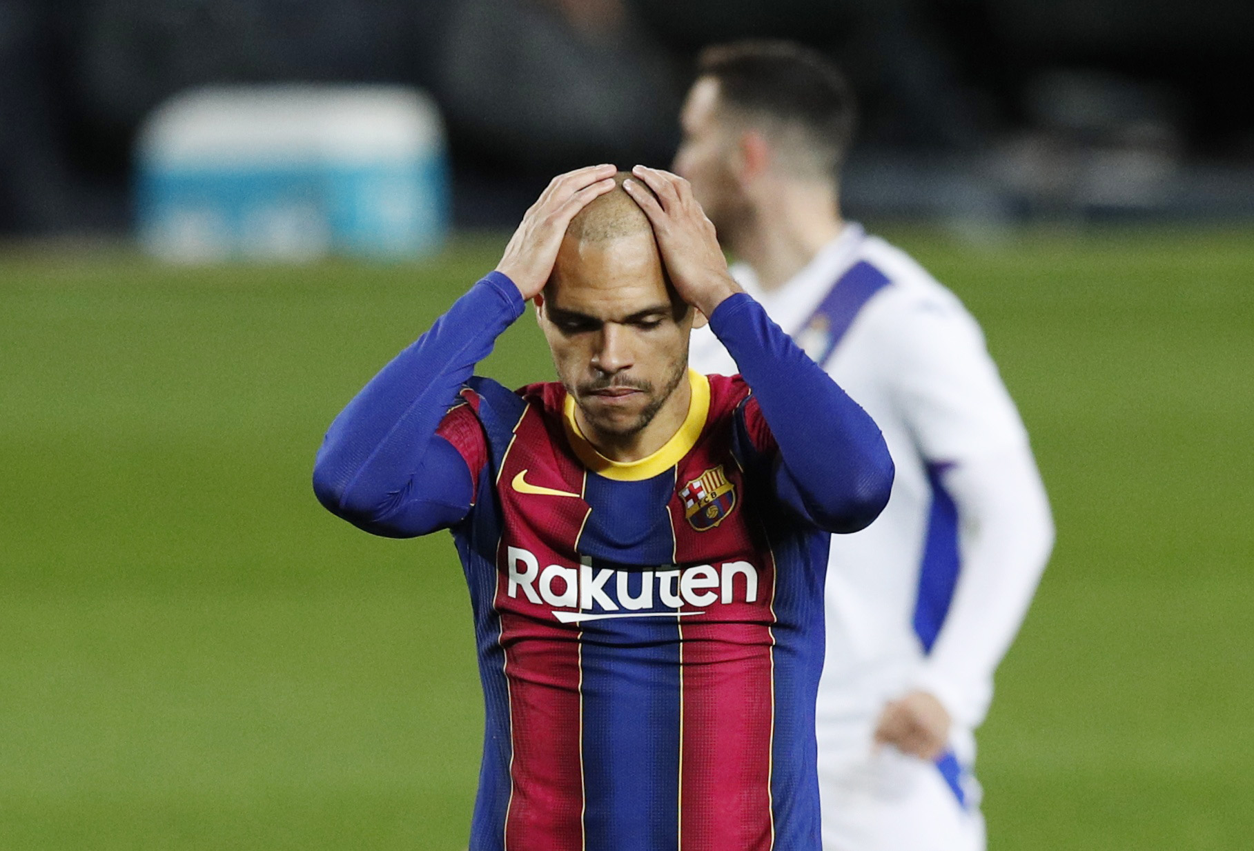Soccer Football - La Liga Santander - FC Barcelona v Eibar - Camp Nou, Barcelona, Spain - December 29, 2020 FC Barcelona's Martin Braithwaite looks dejected after missing a penalty REUTERS