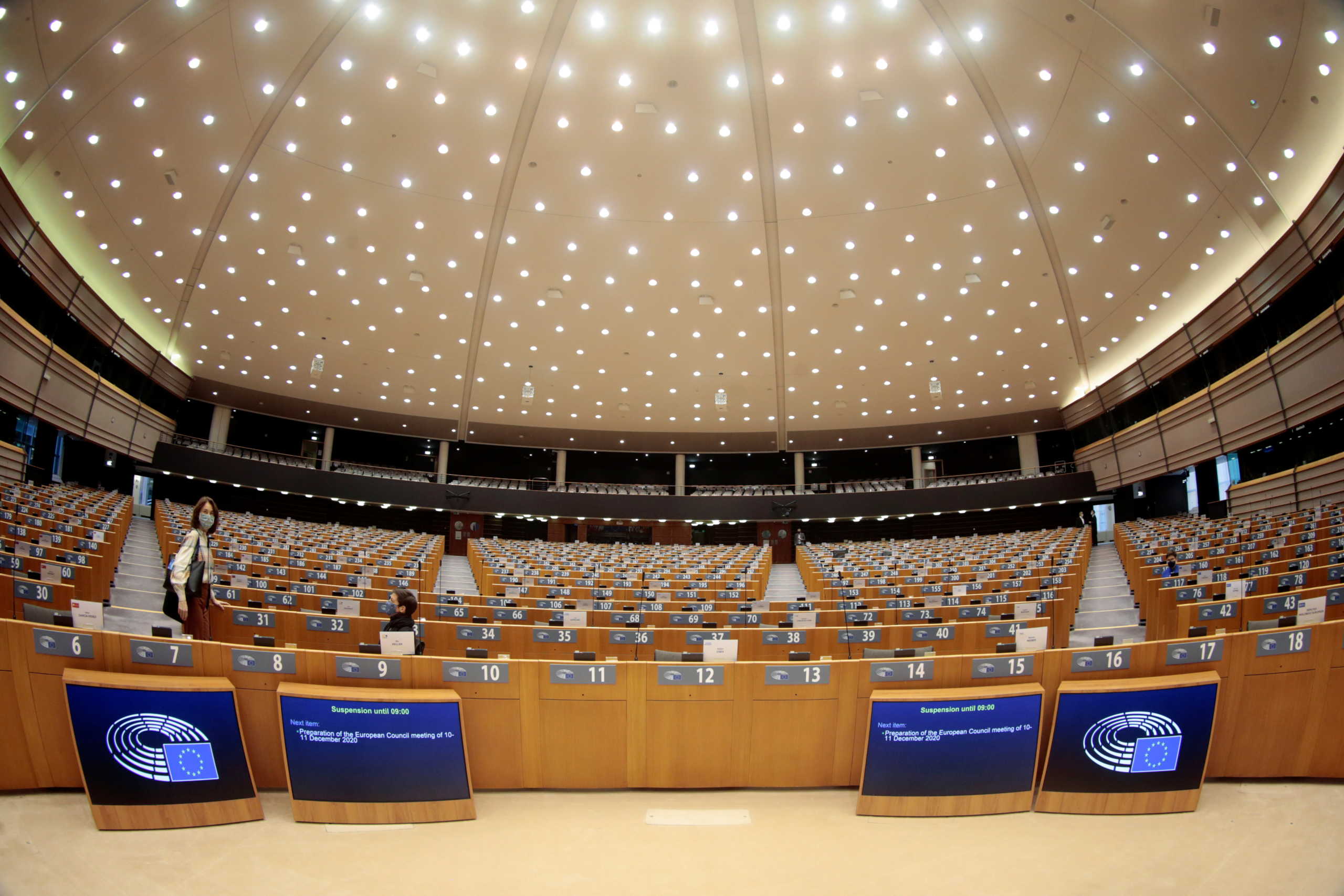 The hemicycle is seen ahead of a debate on next EU council and last Brexit development during a plenary session at the European Parliament in Brussels, Belgium November 25, 2020. Olivier Hoslet