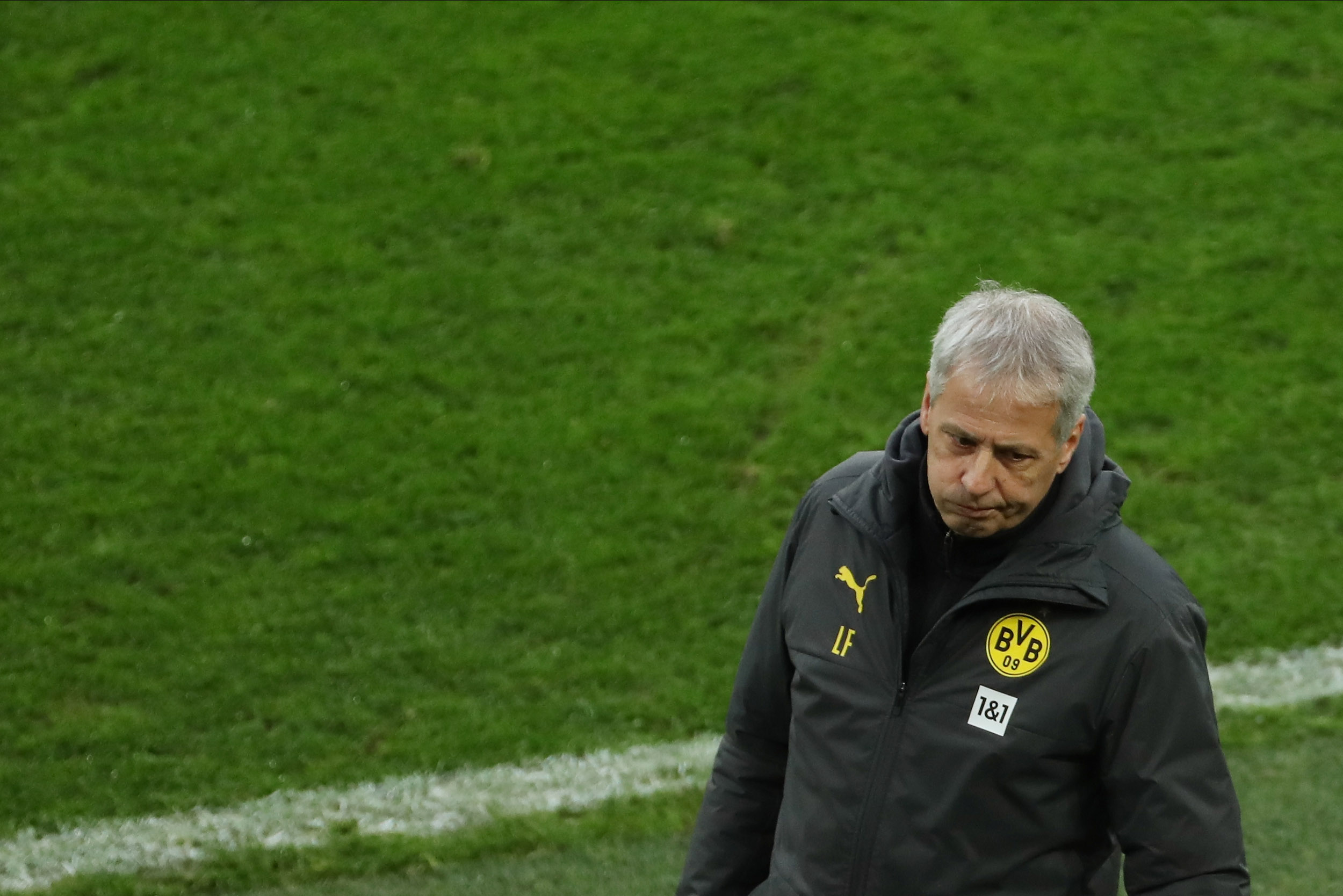 Soccer Football - Bundesliga - Borussia Dortmund v VfB Stuttgart - Signal Iduna Park, Dortmund, Germany - December 12, 2020  Borussia Dortmund coach Lucien Favre Pool via REUTERS