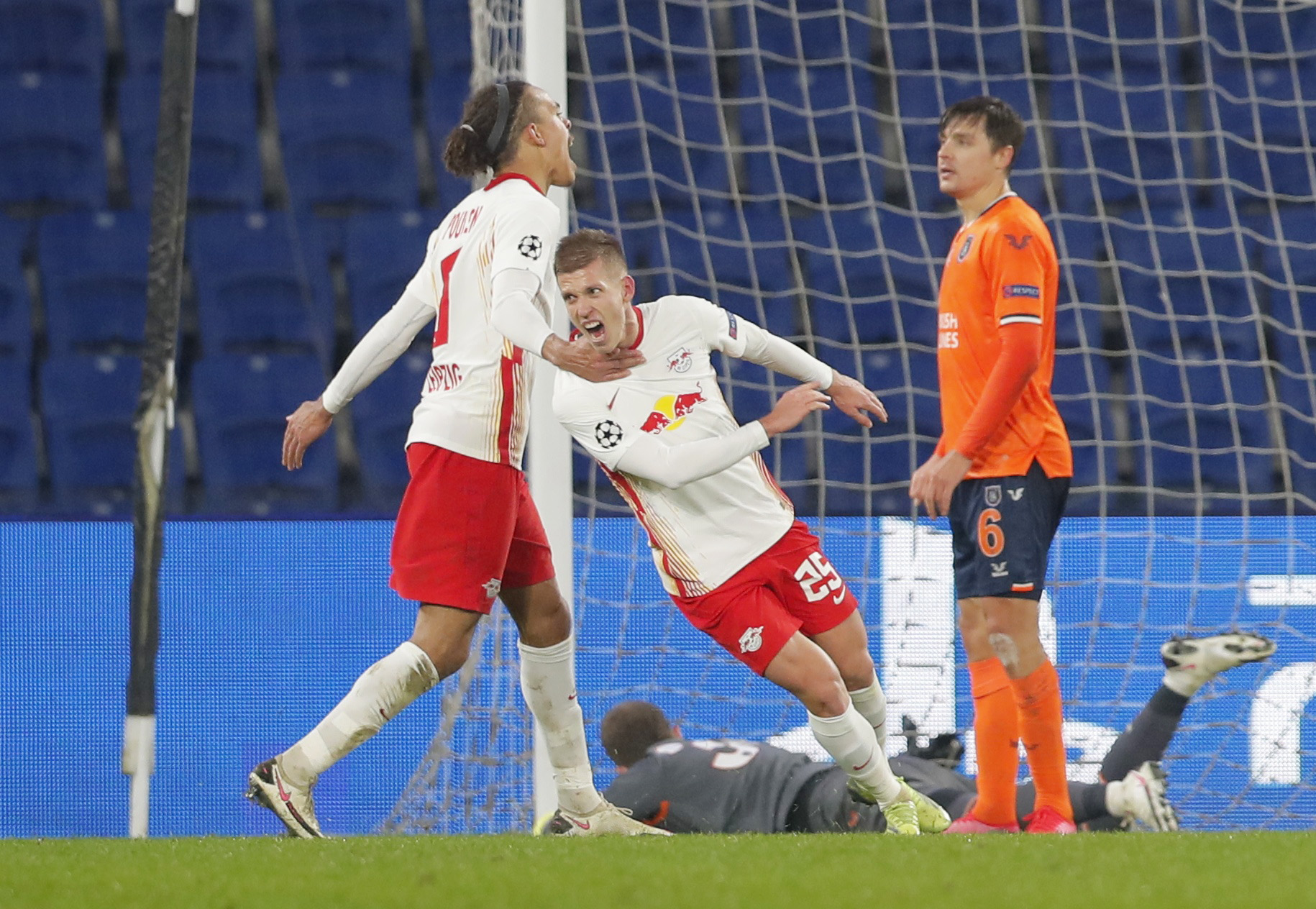 Soccer Football - Champions League - Group H - Istanbul Basaksehir F.K. v RB Leipzig - Basaksehir Fatih Terim Stadium, Istanbul, Turkey - December 2, 2020 RB Leipzig's Dani Olmo celebrates scoring their third goal REUTERS