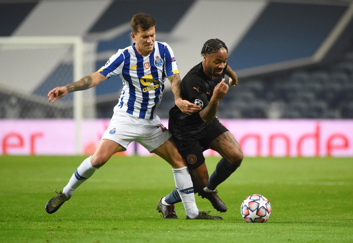 Soccer Football - Champions League - Group C - FC Porto v Manchester City - Estadio do Dragao, Porto, Portugal - December 1, 2020   Manchester City's Raheem Sterling in action with FC Porto's Otavio Pool via REUTERS