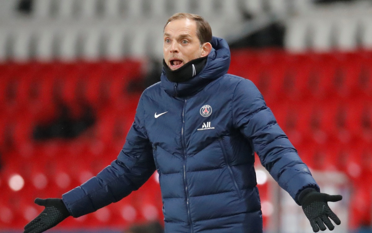 FILE PHOTO: Soccer Football - Ligue 1 - Paris St Germain v Olympique Lyonnais - Parc des Princes, Paris, France - December 13, 2020 Paris St Germain coach Thomas Tuchel reacts REUTERS