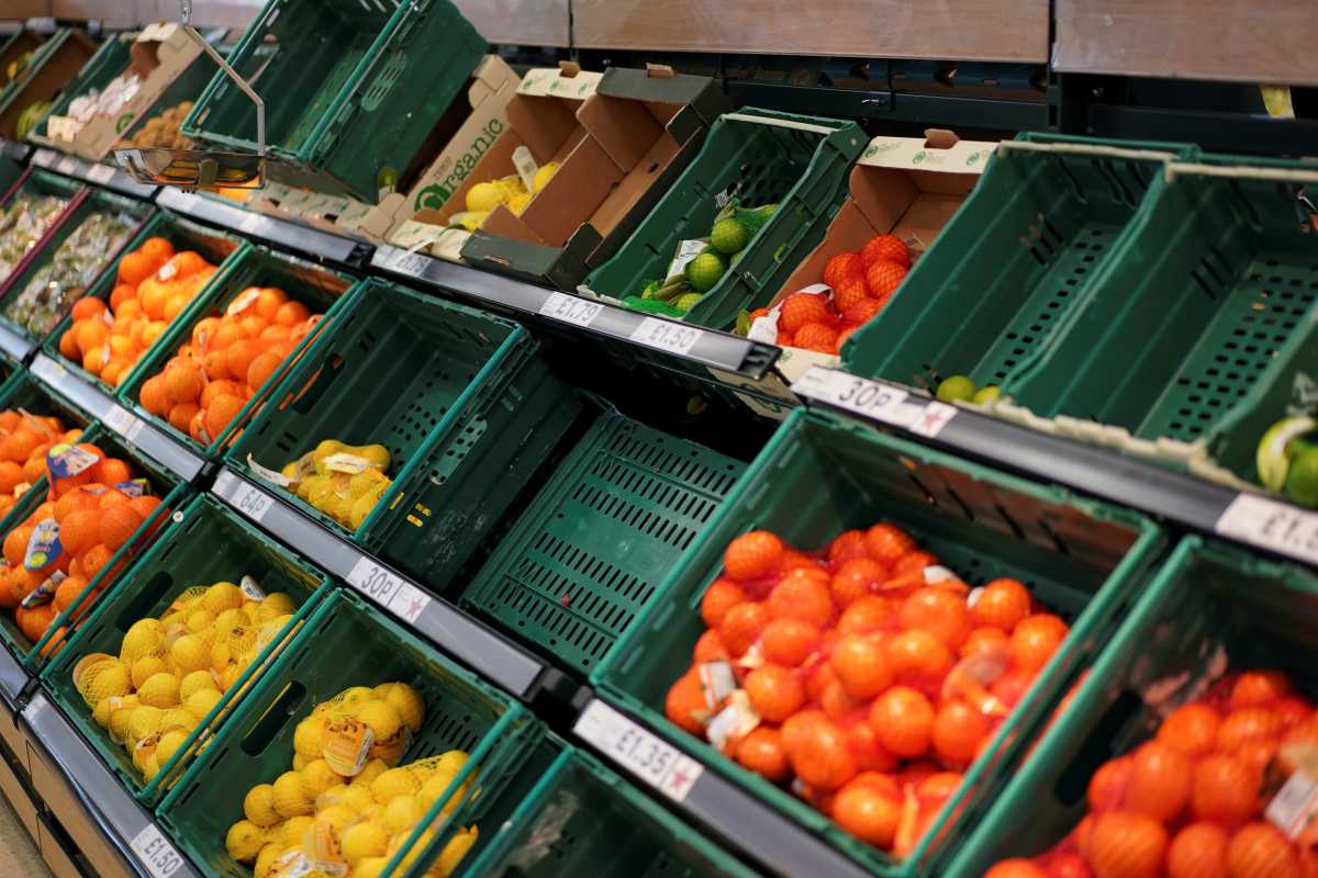 FILE PHOTO: Fruit is displayed for sale inside a supermarket in London, Britain August 7, 2019. REUTERS