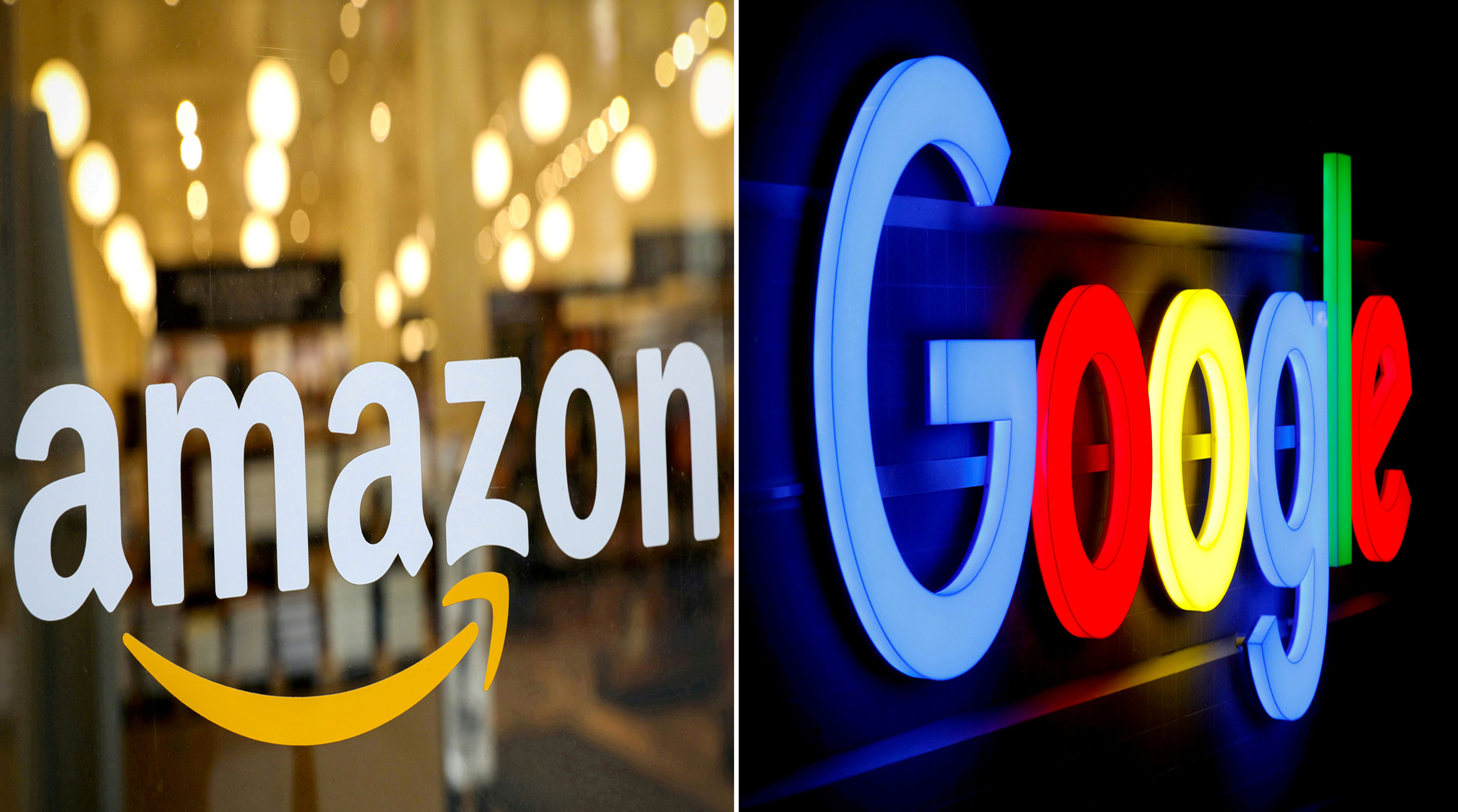 FILE PHOTO: The logos of Amazon, Apple, Facebook and Google in a combination photo. REUTERS