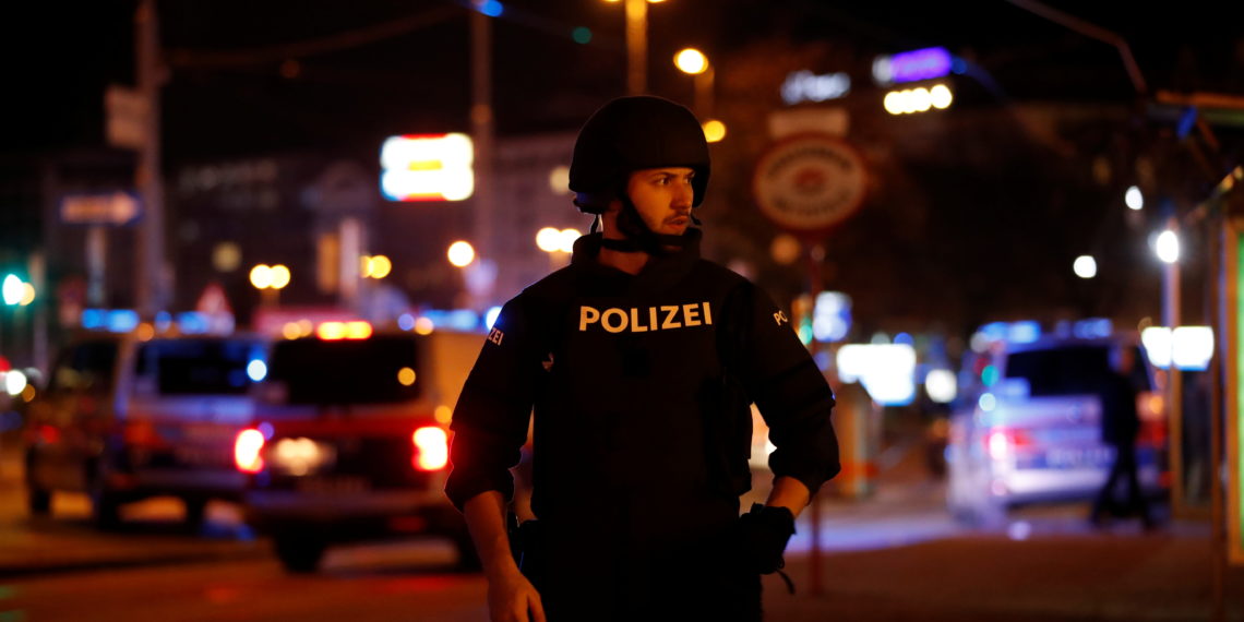 Police blocks a street near Schwedenplatz square after exchanges of gunfire in Vienna, Austria November 2, 2020. REUTERS