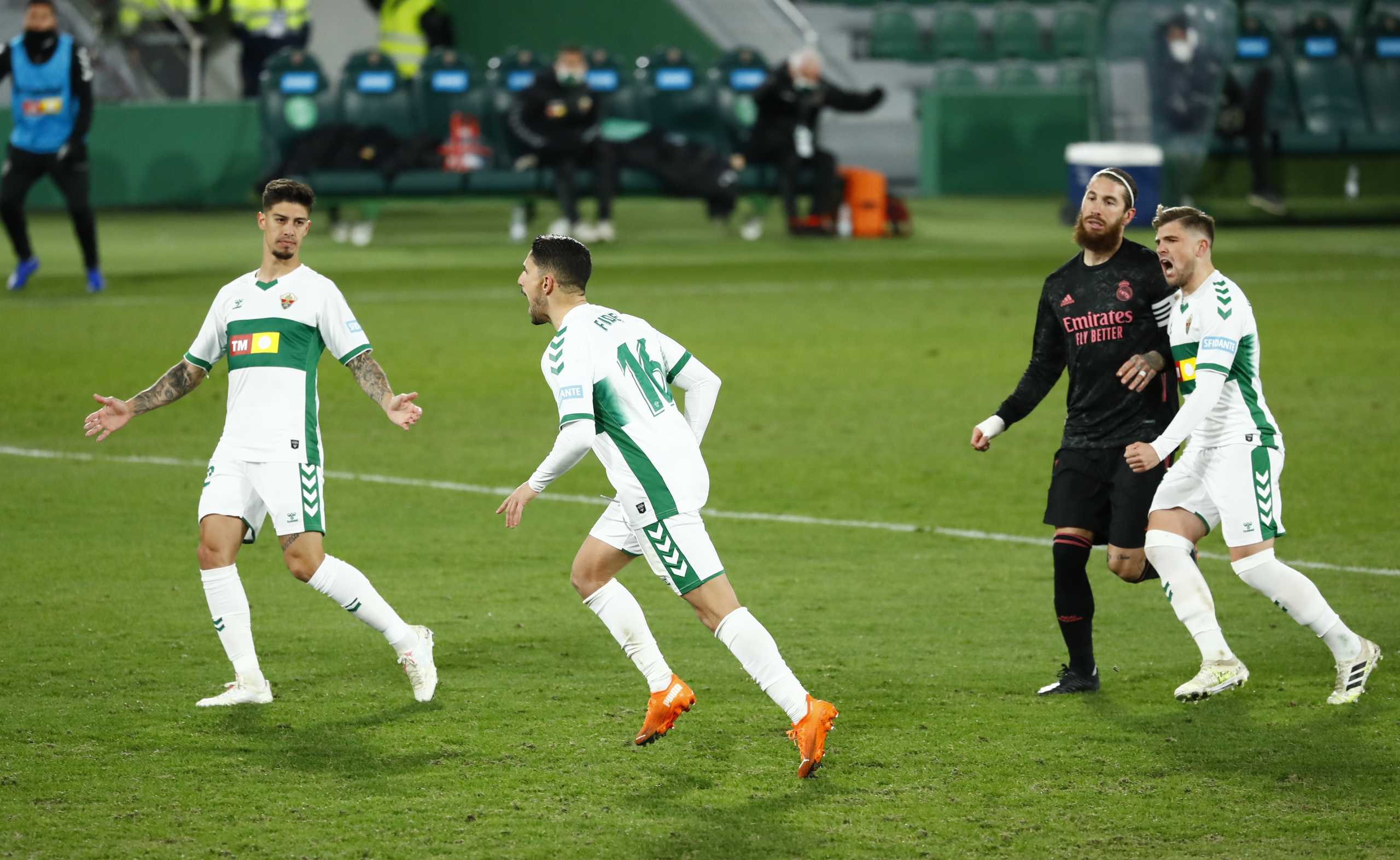 Soccer Football - La Liga Santander - Elche v Real Madrid - Estadio Manuel Martinez Valero, Elche, Spain - December 30, 2020 Elche's Fidel celebrates scoring their first goal REUTERS