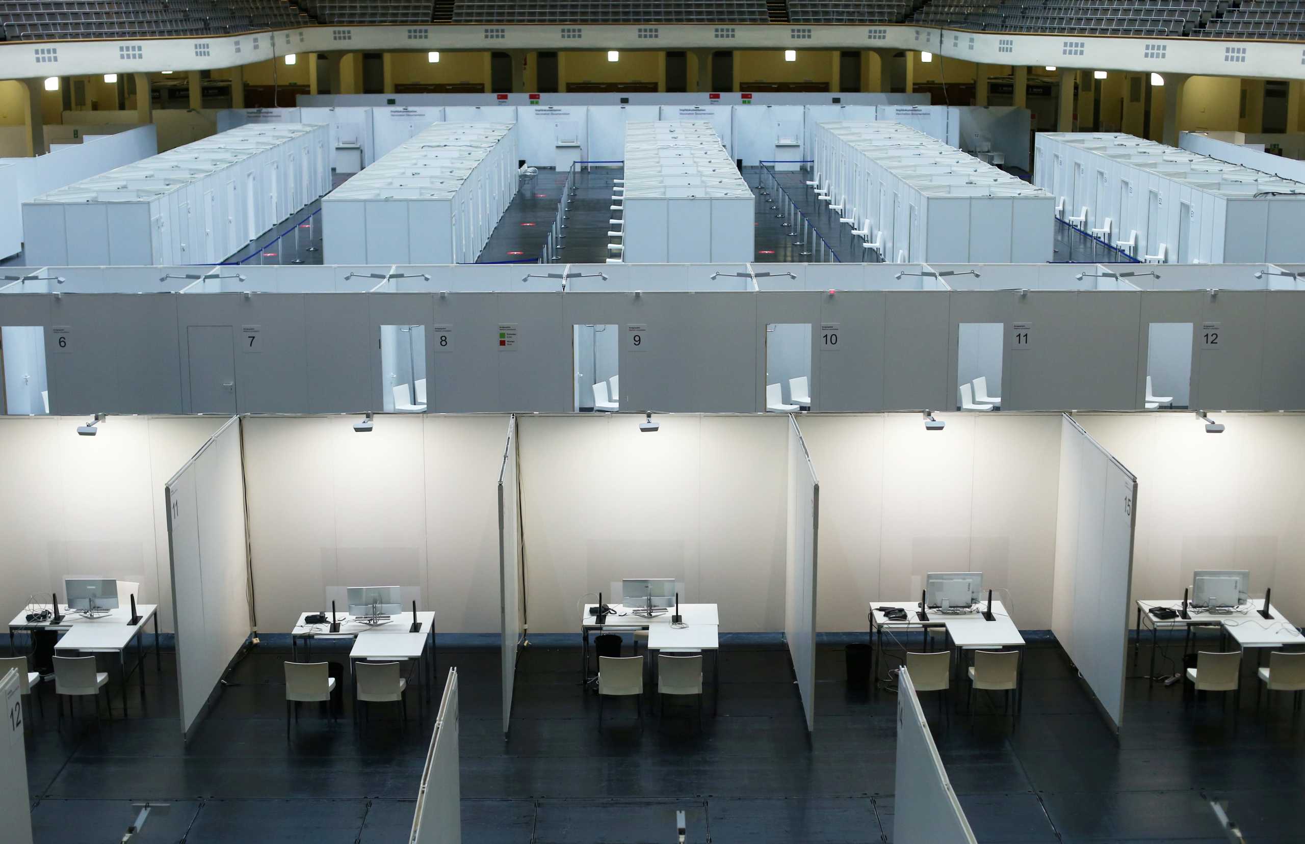 A general view of a vaccination centre at the Festhalle as the coronavirus disease (COVID-19) outbreak continues in Frankfurt, Germany December 17, 2020.   REUTERS