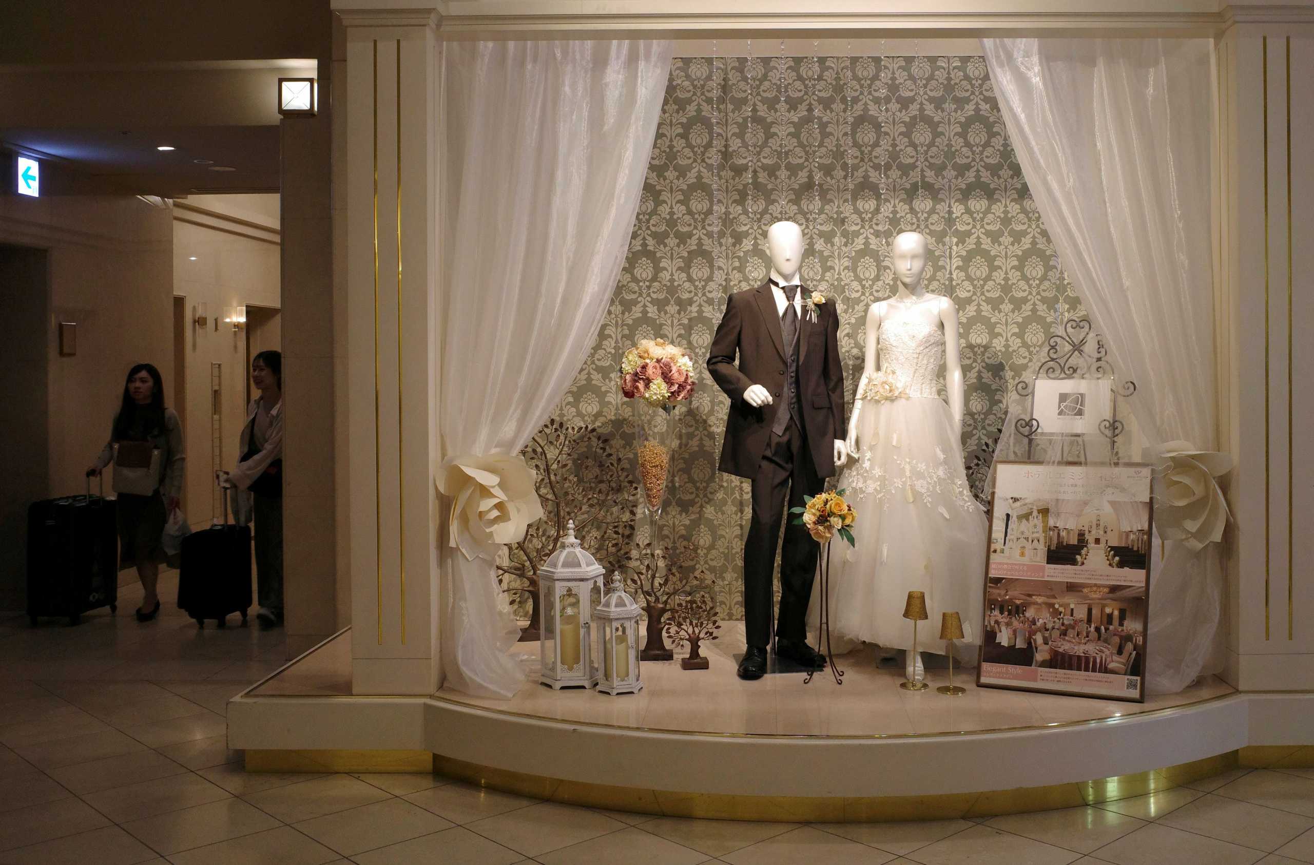 FILE PHOTO: A wedding shop display is seen at an official hotel of the Rugby World Cup in Sapporo, Japan September 23, 2019. REUTERS