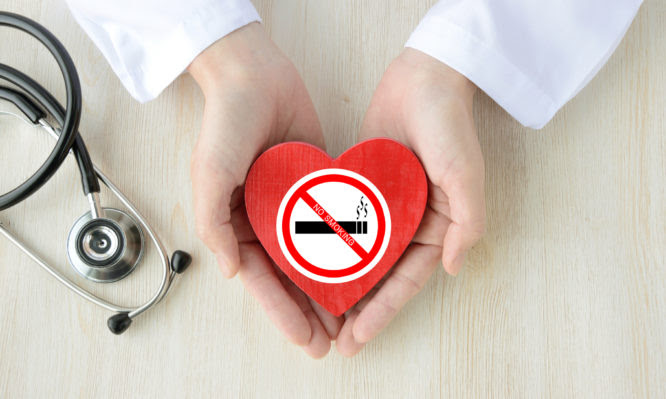 Doctor having heart object with no smoking sticker