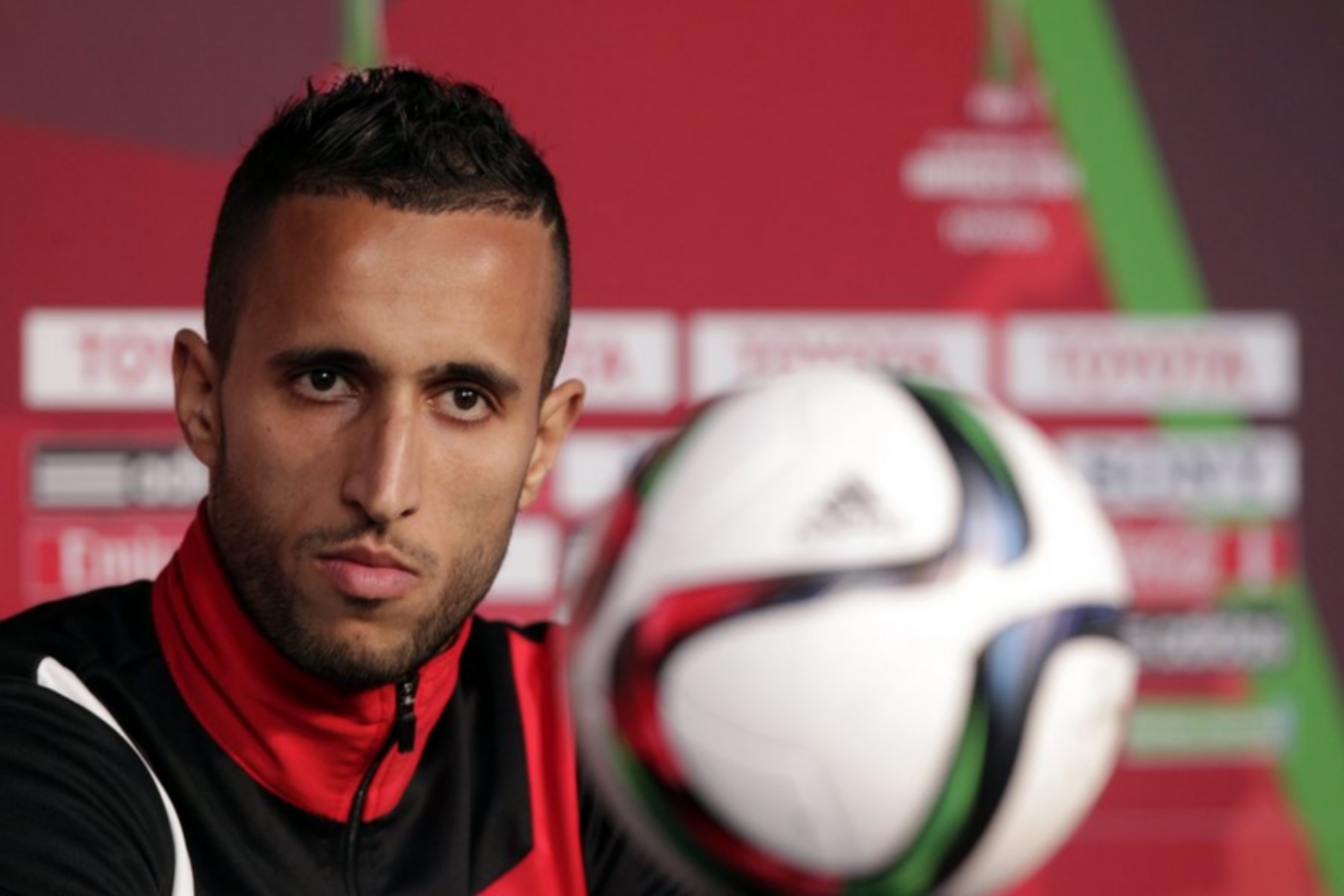 epa04521899 Mohamed Abarhoun of Moghreb Tetouan attends a press conference in Rabat, Morocco, 09 December 2014. Moghreb Tetouan play Auckland City FC in the FIFA Club World Cup play-off match for quarter-finals in Rabat on 10 December.  EPA