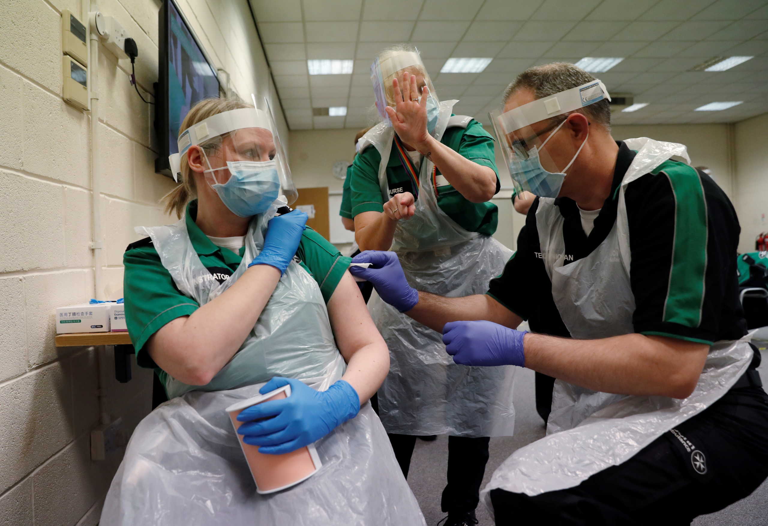 St John's Ambulance volunteers attend the coronavirus disease (COVID-19) vaccinator training course at the Princess Anne Training Centre in Derby, Britain November 28, 2020. REUTERS