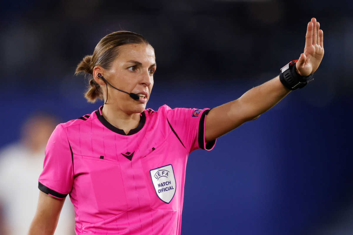 FILE PHOTO: Soccer Football - Europa League - Group G - Leicester City v FC Zorya Luhansk - King Power Stadium, Leicester, Britain - October 22, 2020 Referee Stephanie Frappart during the match REUTERS