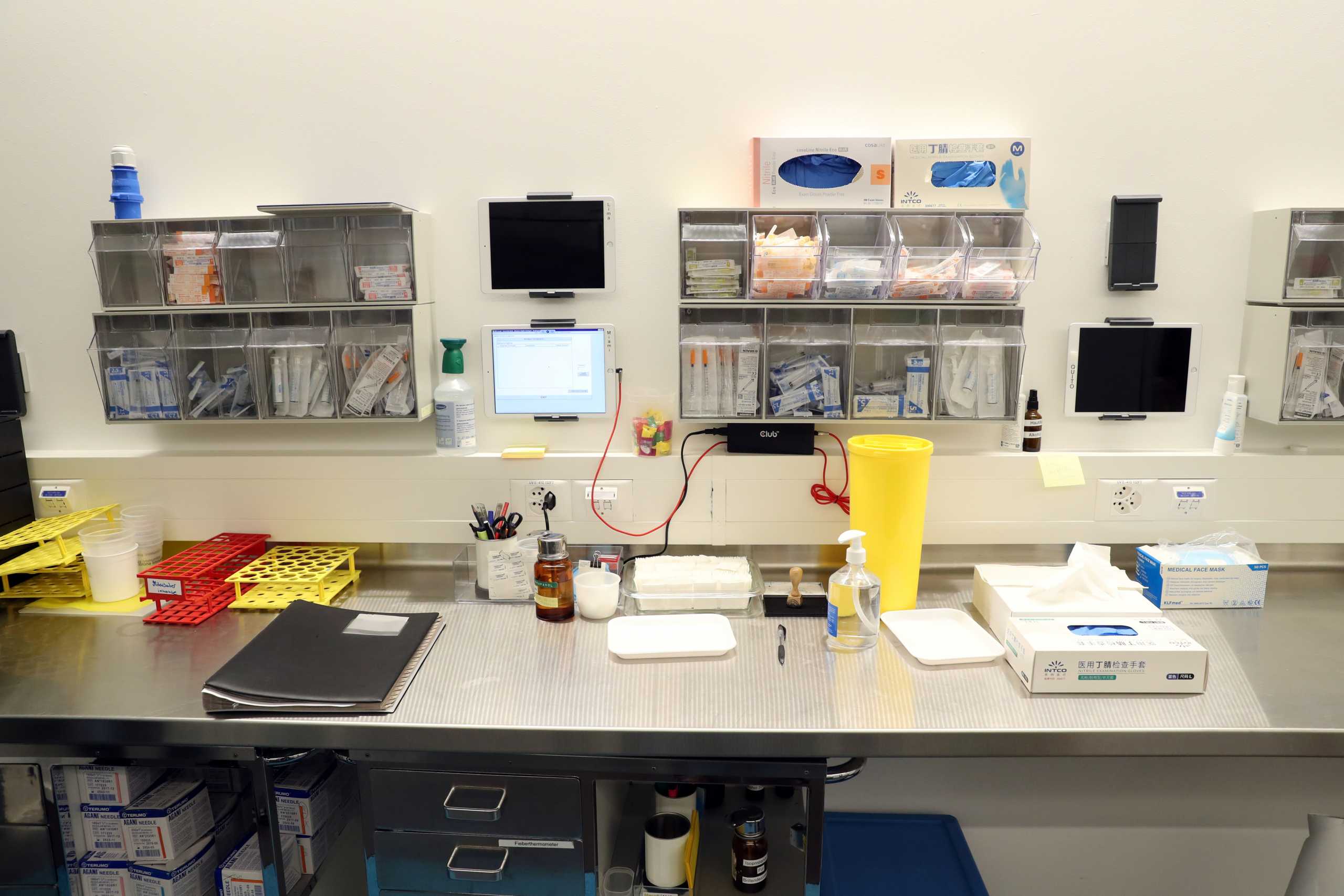 A place for preparations is seen at the vaccination reference center at the Epidemiology, Biostatistics and Prevention Institute (EBPI), as the spread of the coronavirus disease (COVID-19) continues, in Zurich, Switzerland December 21, 2020. REUTERS