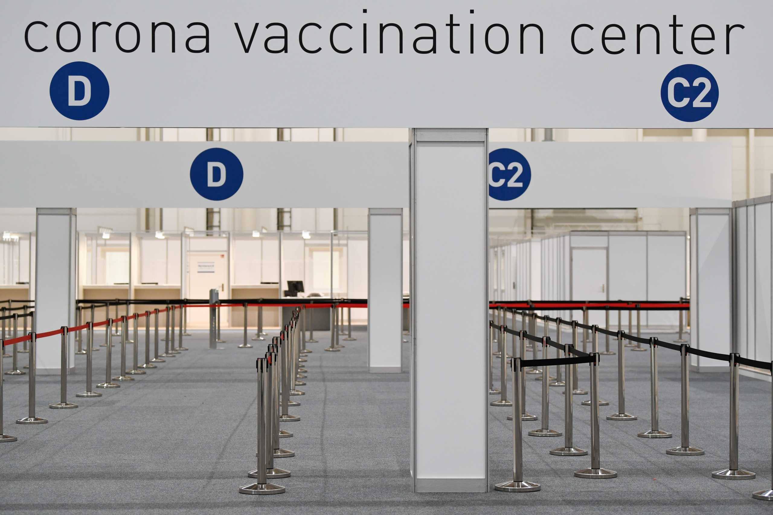 A general view of a coronavirus disease (COVID-19) vaccination centre at the fair ground in Hamburg, Germany, December 18. REUTERS