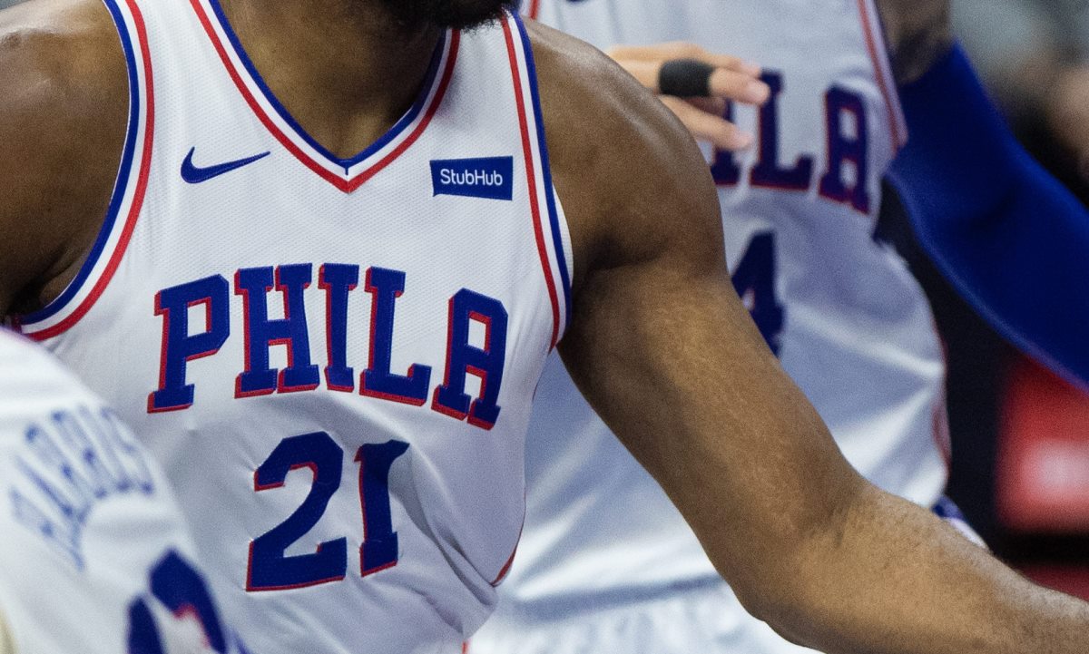 Jan 6, 2021; Philadelphia, Pennsylvania, USA; Washington Wizards guard Bradley Beal (3) drives against Philadelphia 76ers center Joel Embiid (21) during the first quarter at Wells Fargo Center. Mandatory Credit: Bill Streicher-USA TODAY Sports