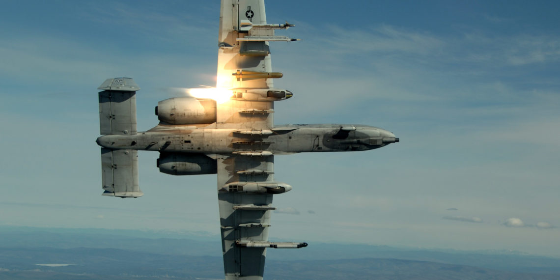 The highly maneuverable A-10 Thunderbolt II, like this one, can employ massive firepower to protect coalition troops on the ground supporting Operation enduring Freedom.  (U.S. Air Force photo