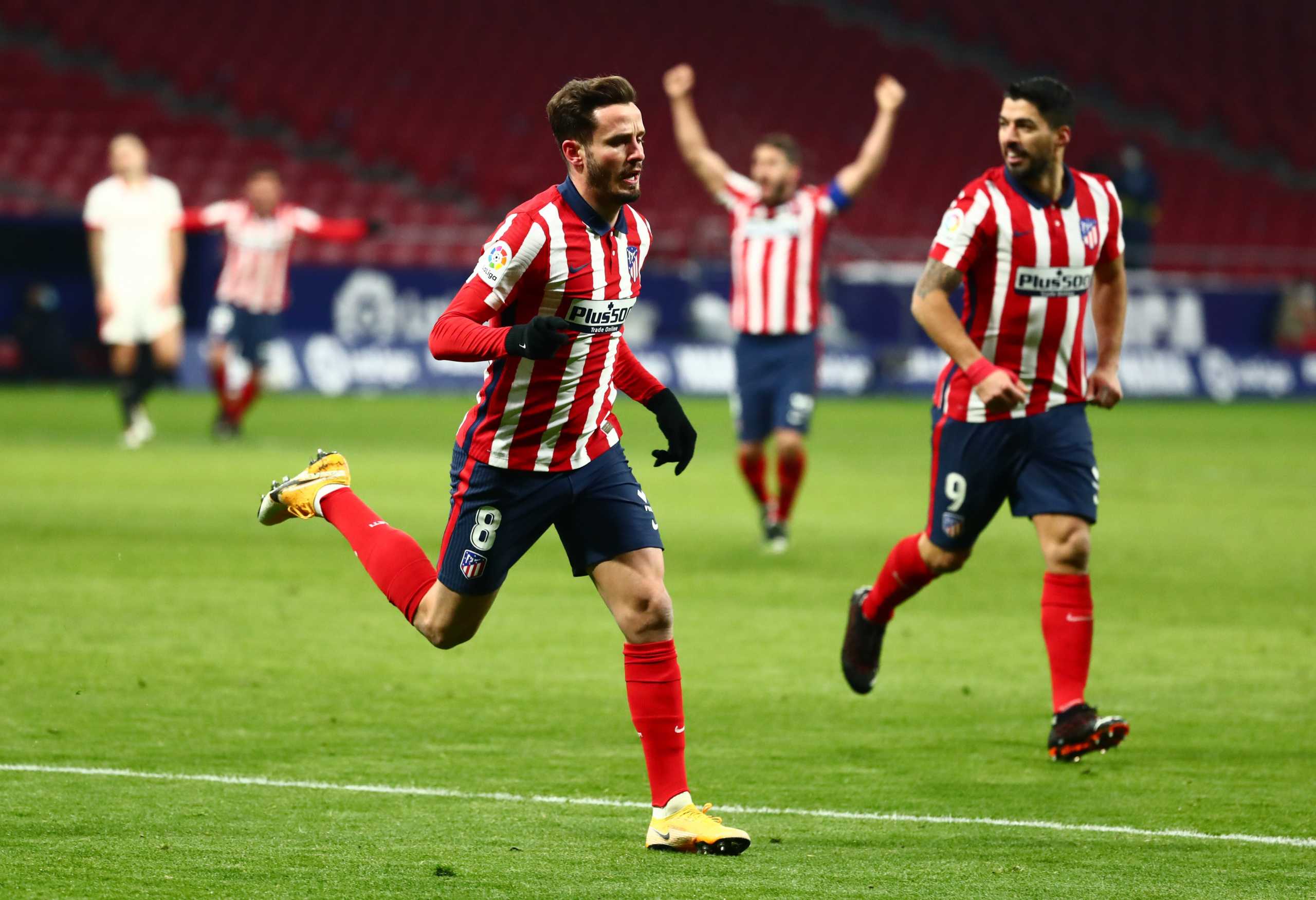 Soccer Football - La Liga Santander - Atletico Madrid v Sevilla - Wanda Metropolitano, Madrid, Spain - January 12, 2021 Atletico Madrid's Saul Niguez celebrates scoring their second goal REUTERS
