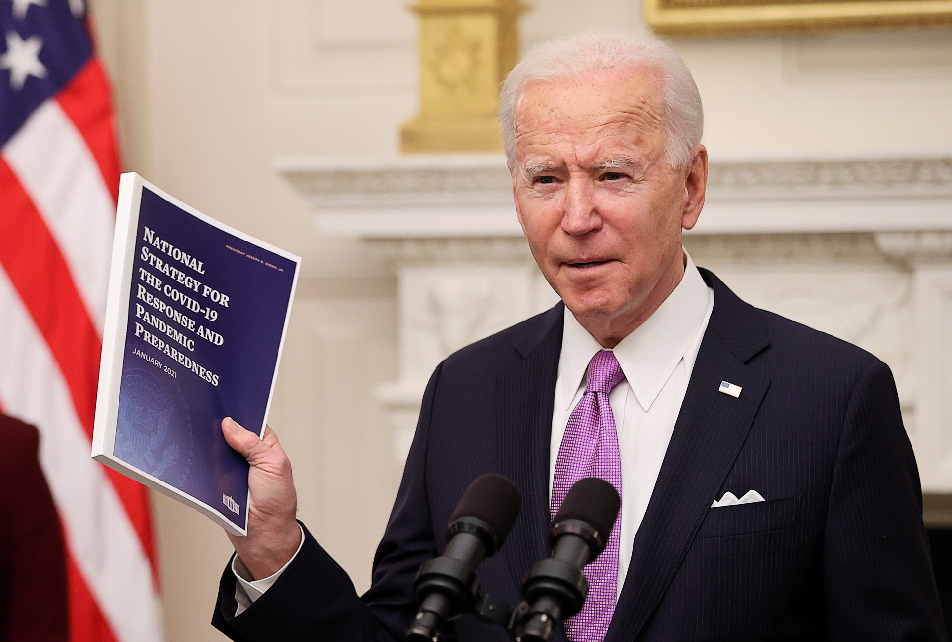 U.S. President Joe Biden speaks about his administration's plans to fight the coronavirus disease (COVID-19) pandemic during a COVID-19 response event at the White House in Washington, U.S., January 21, 2021. REUTERS