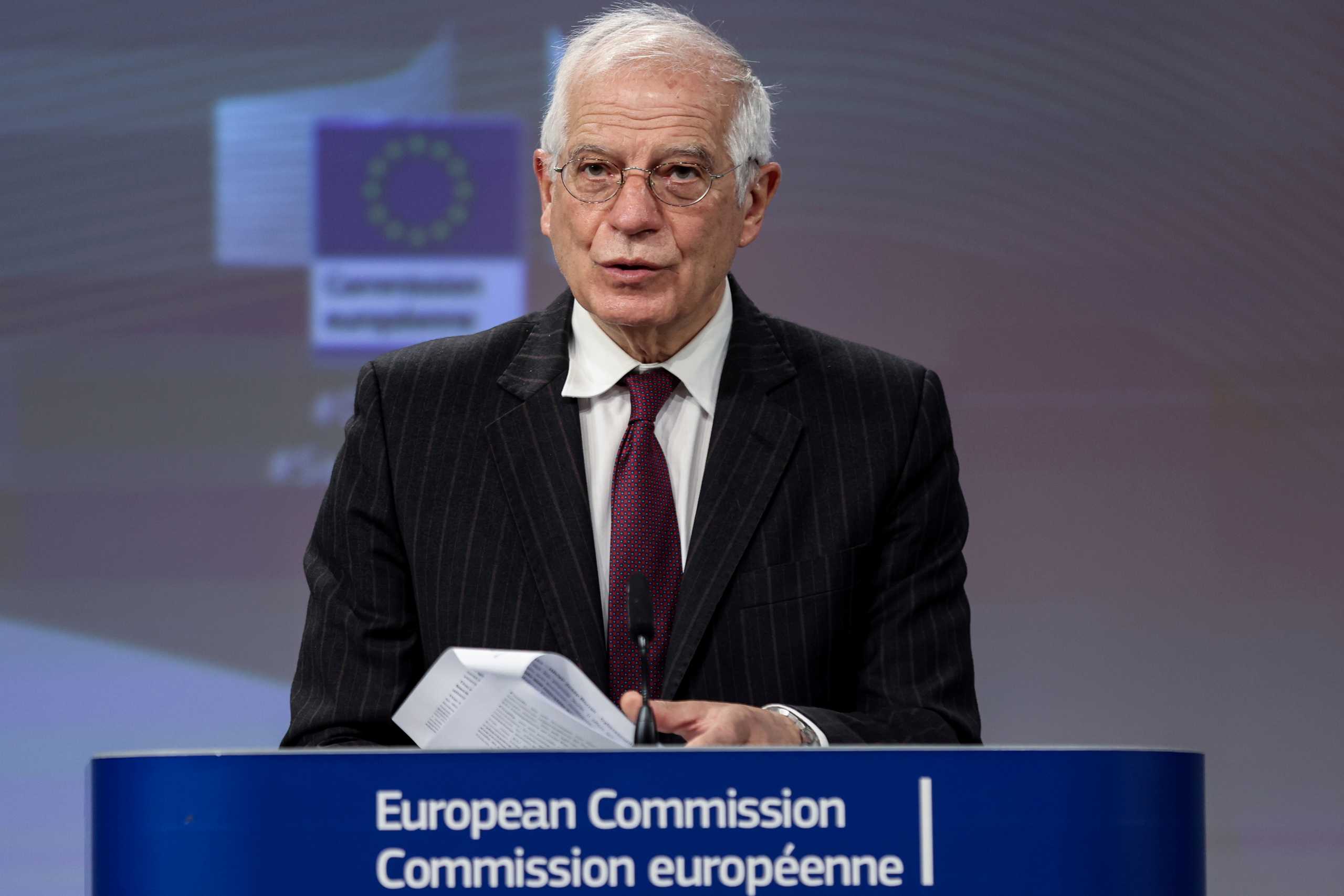 FILE PHOTO: European Commission vice-president Josep Borrell speaks during a news conference on the EU's cybersecurity strategy, in Brussels, Belgium December 16, 2020. Kenzo Tribouillard