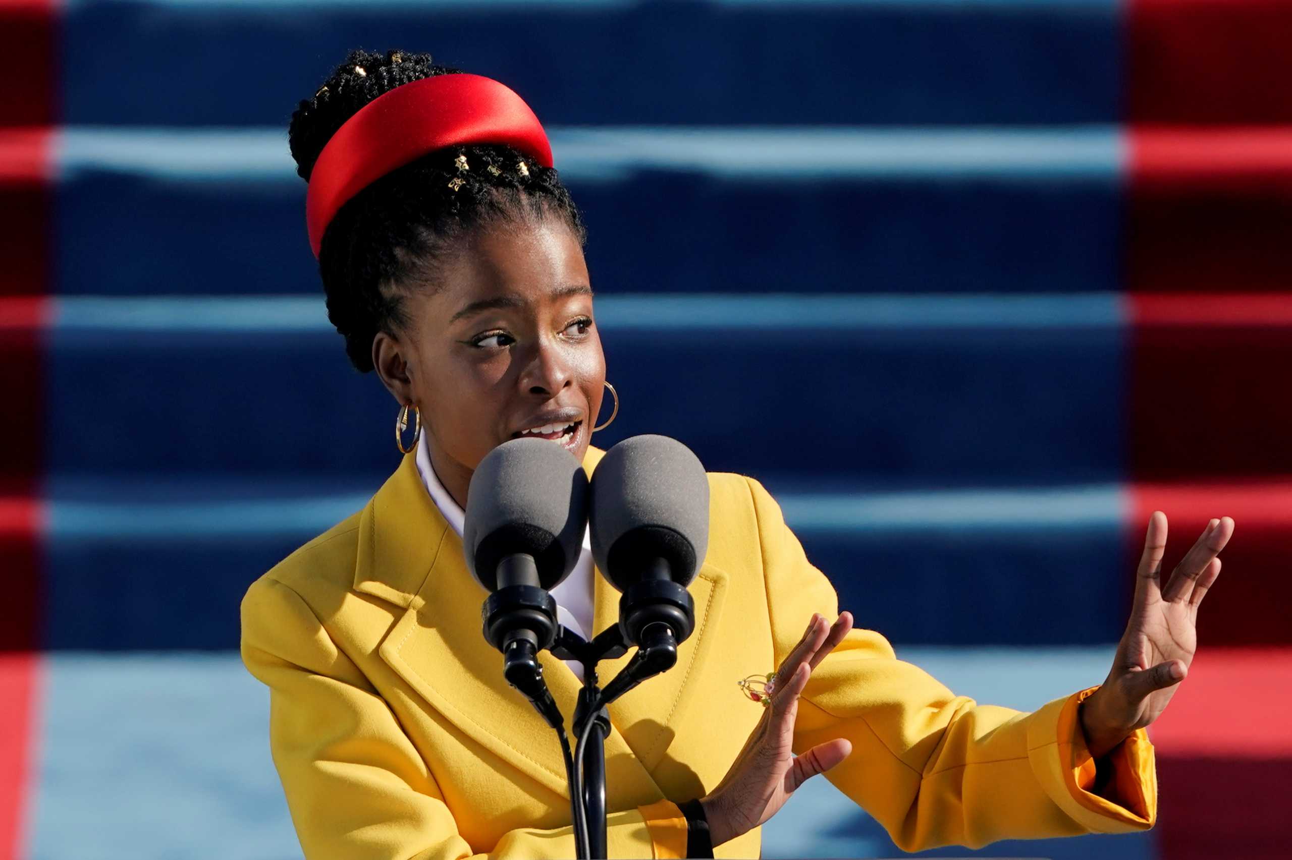 American poet Amanda Gorman reads a poem during the 59th Presidential Inauguration at the U.S. Capitol in Washington January 20, 2021. Patrick Semansky