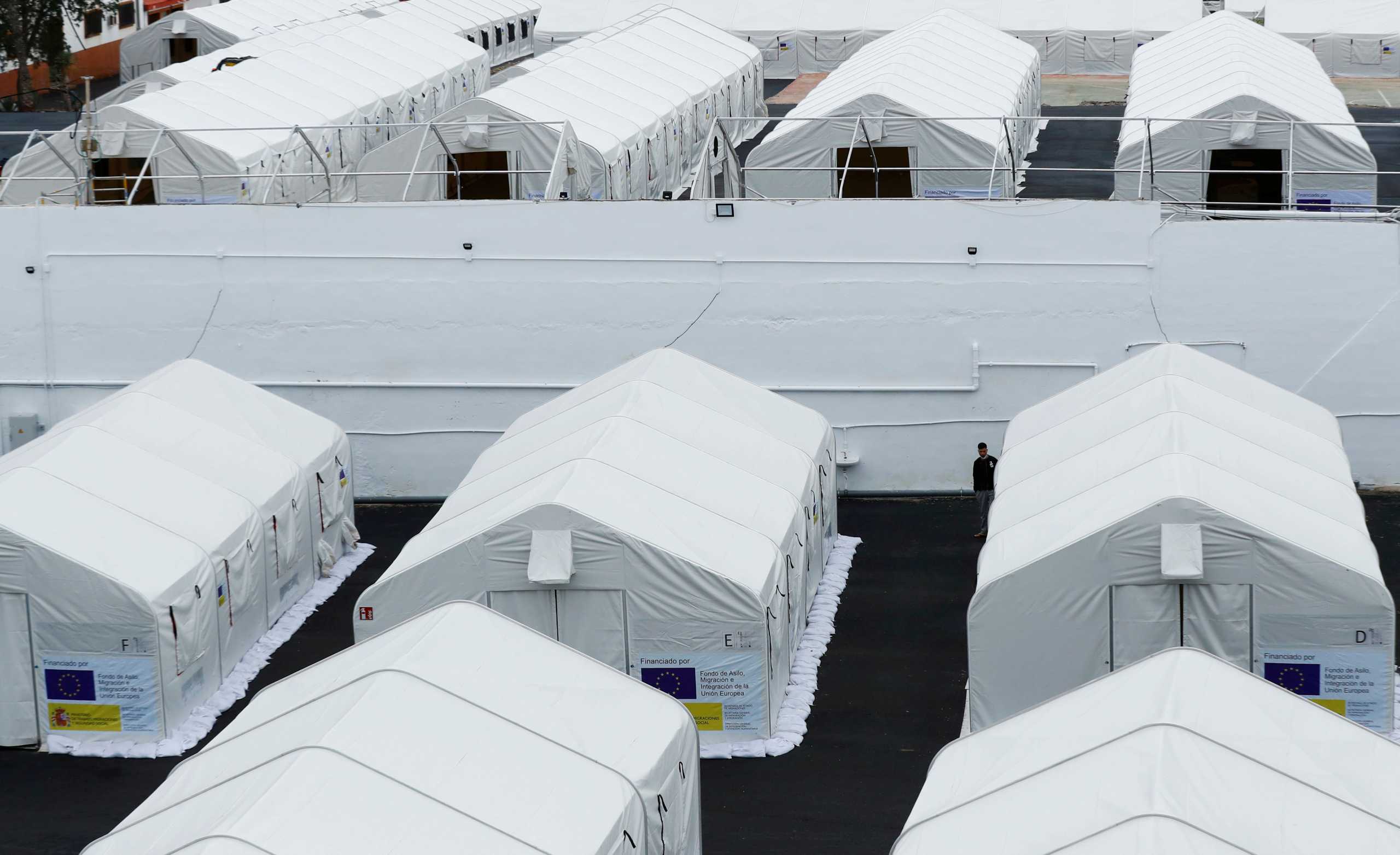 Camp Canarias 50, installed by the Spanish government to house migrants who were in hotels in the south of the island, are seen in Gran Canaria, Spain January 26, 2021. REUTERS