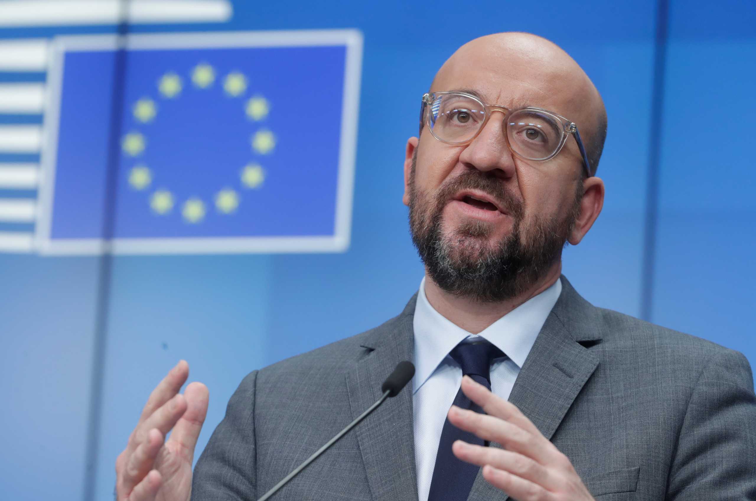 European Council President Charles Michel gives a news conference at the end of a video conference of the members of the European Council on COVID-19,  in Brussels, Belgium January 21, 2021.  Olivier Hoslet