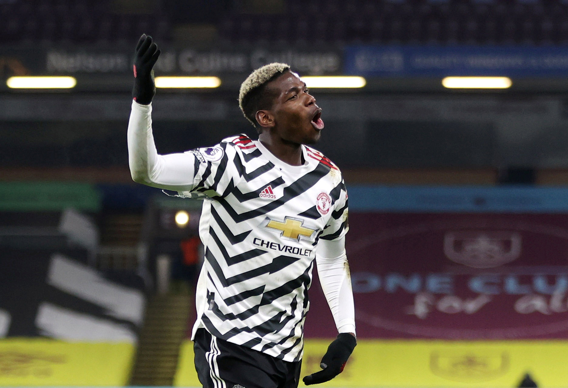Soccer Football - Premier League - Burnley v Manchester United - Turf Moor, Burnley, Britain - January 12, 2021 Manchester United's Paul Pogba celebrates scoring their first goal Pool via REUTERS