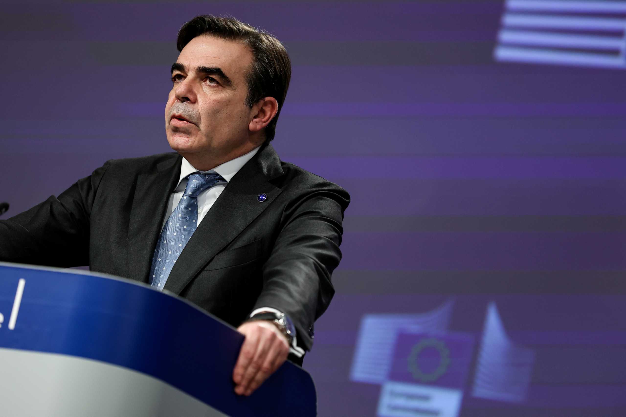 European Commission vice-president in charge for promoting our European way of life Margaritis Schinas speaks during a news conference on actions to prevent a possible COVID-19 third wave on January 19, 2021 at the EU headquarters in Brussels, Belgium Kenzo Tribouillard