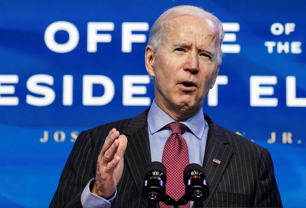 U.S. President-elect Joe Biden speaks as he announces members of economics and jobs team at his transition headquarters in Wilmington, Delaware, U.S., January 8, 2021. REUTERS