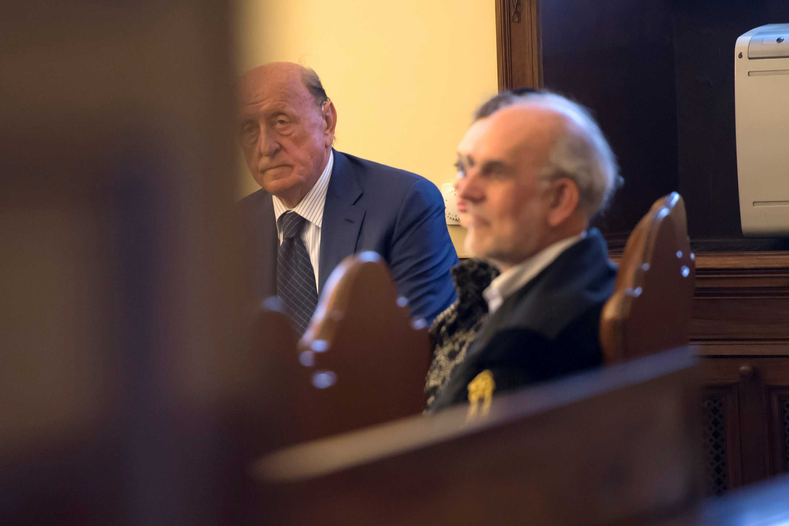 FILE PHOTO: The former president of the Institute for Works of Religion (IOR) Angelo Caloia is seen during the first hearing of his trial at the Vatican, May 9, 2018. Picture taken May 9, 2018.   Osservatore Romano