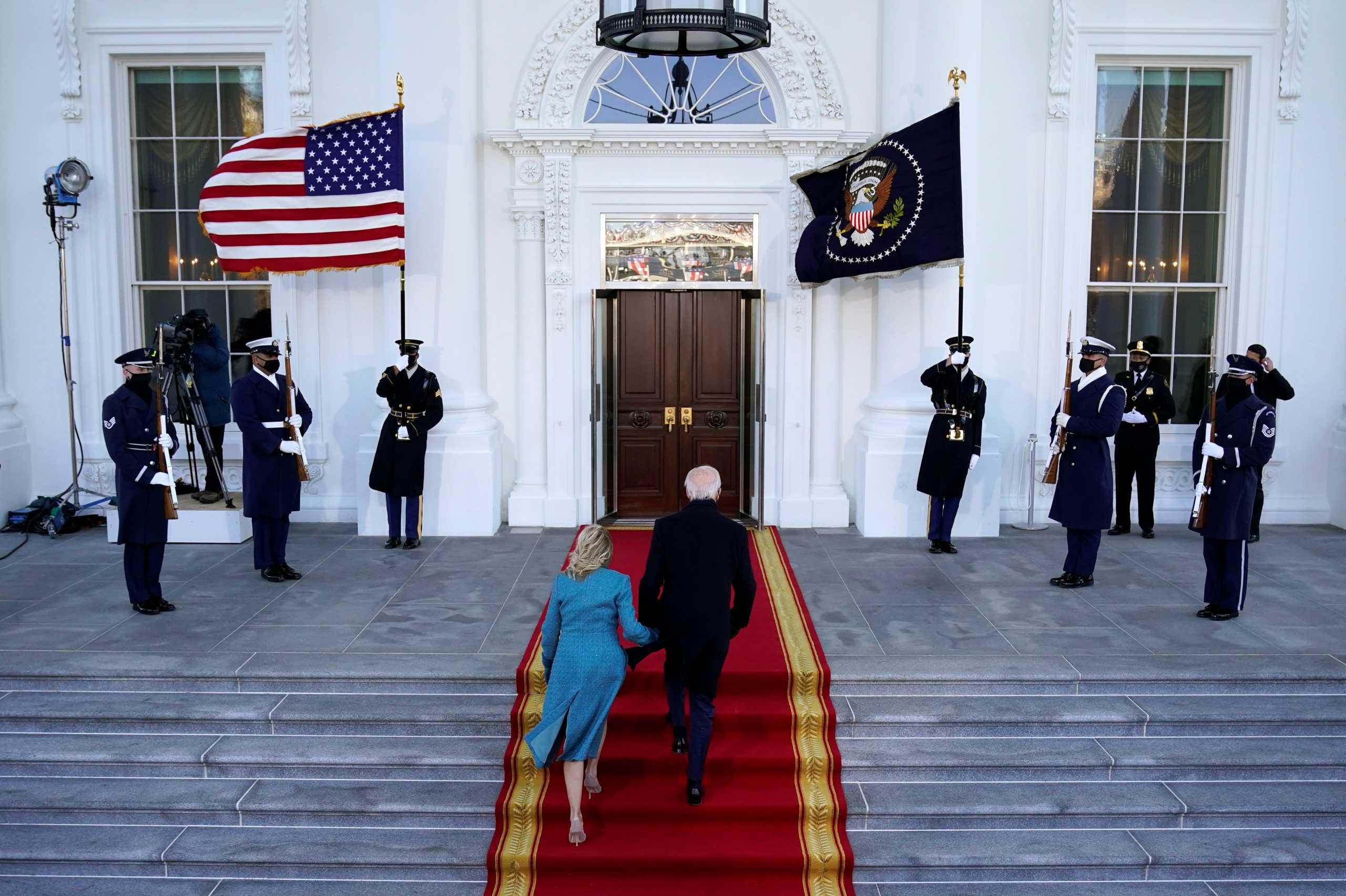 U.S. President Joe Biden and first lady Jill Biden arrive at the North Portico of the White House in Washington, DC, U.S. January 20, 2021. Alex Brandon