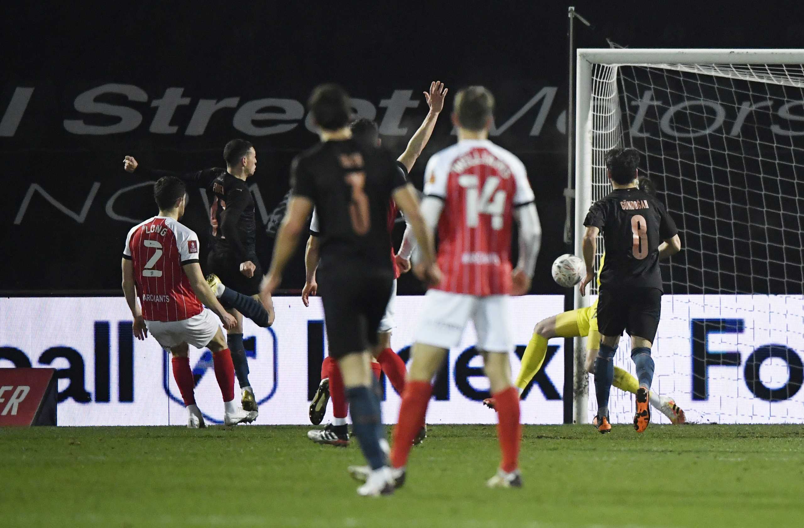 Soccer Football - FA Cup - Fourth Round - Cheltenham Town v Manchester City - The Jonny-Rocks Stadium, Cheltenham, Britain - January 23, 2021 Manchester City's Phil Foden scores their first goal Pool via REUTERS